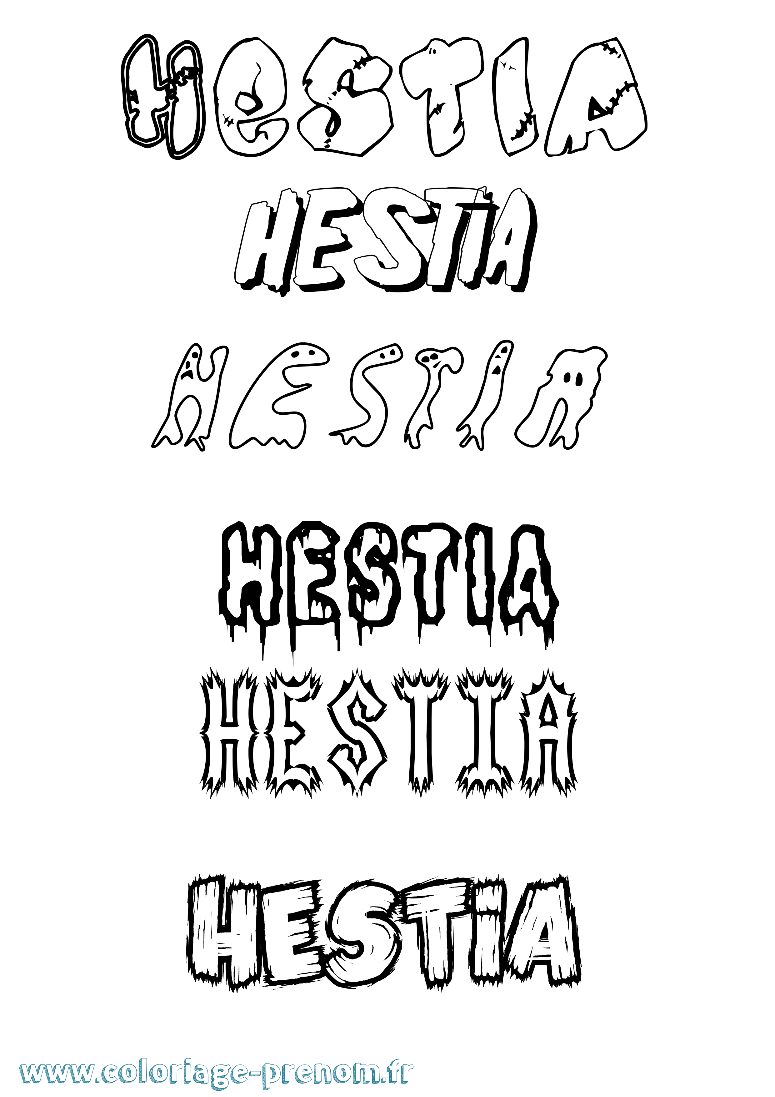 Coloriage prénom Hestia Frisson