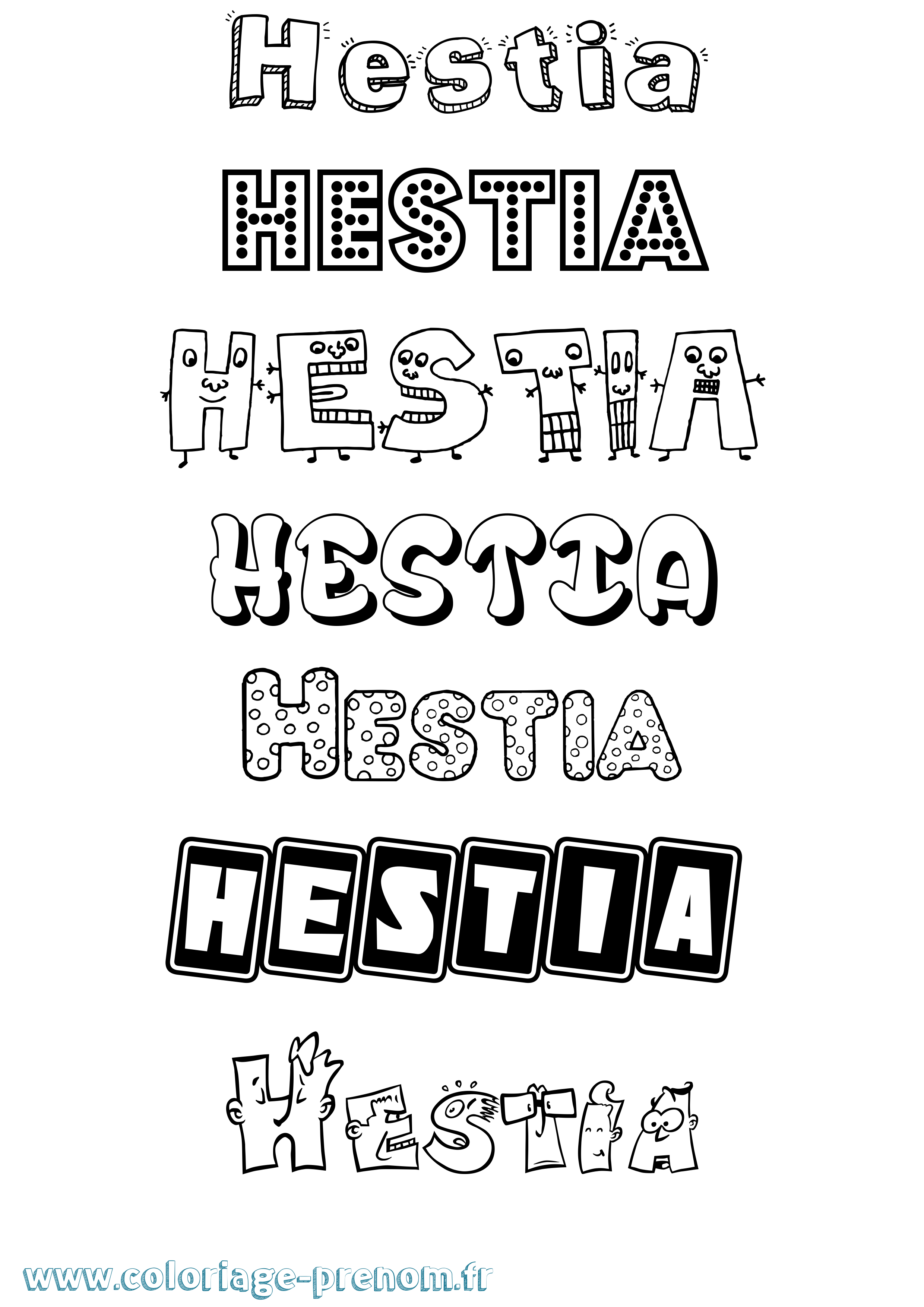 Coloriage prénom Hestia Fun