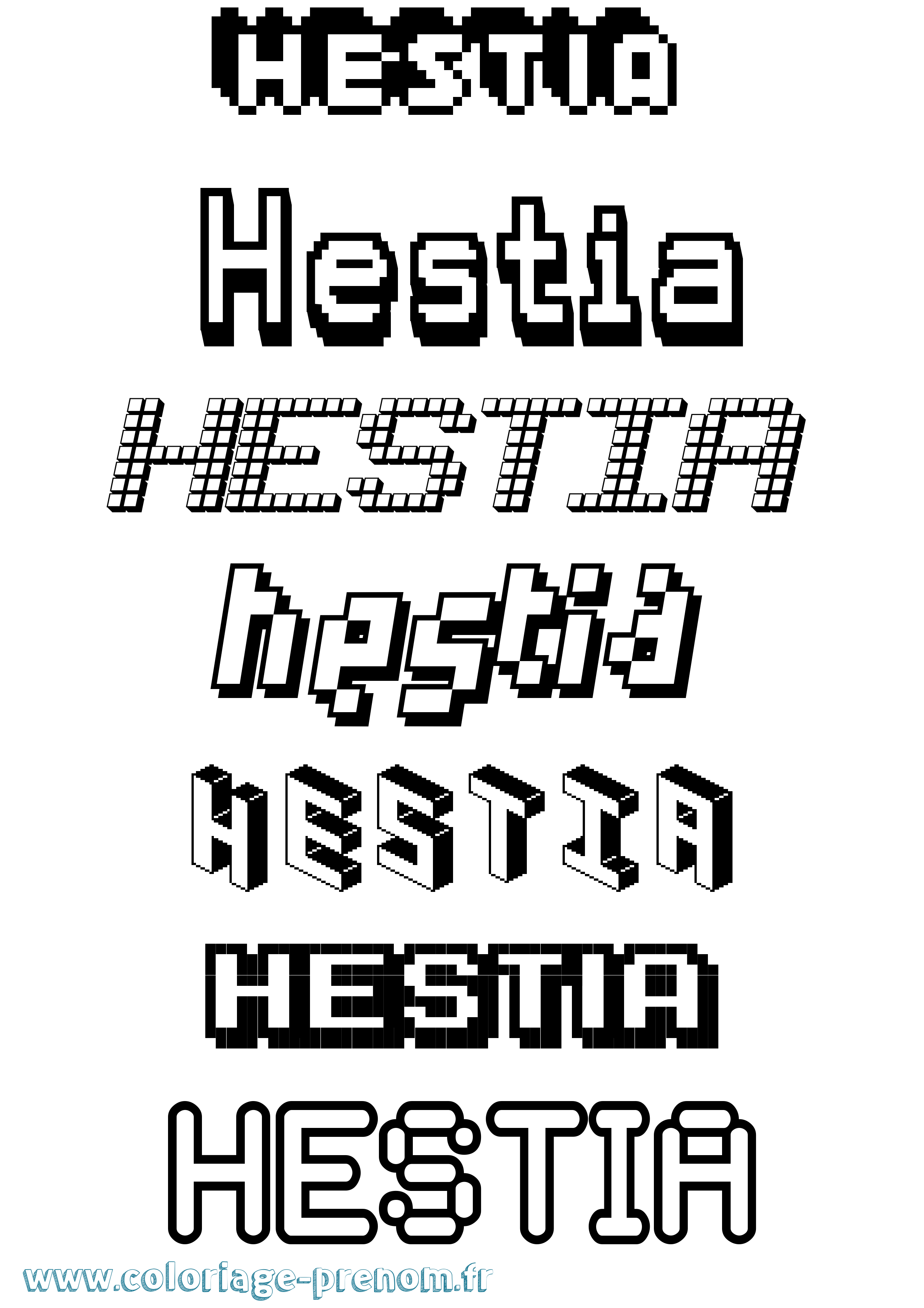 Coloriage Hestia Pixel Coloriage prénom Hestia Pixel