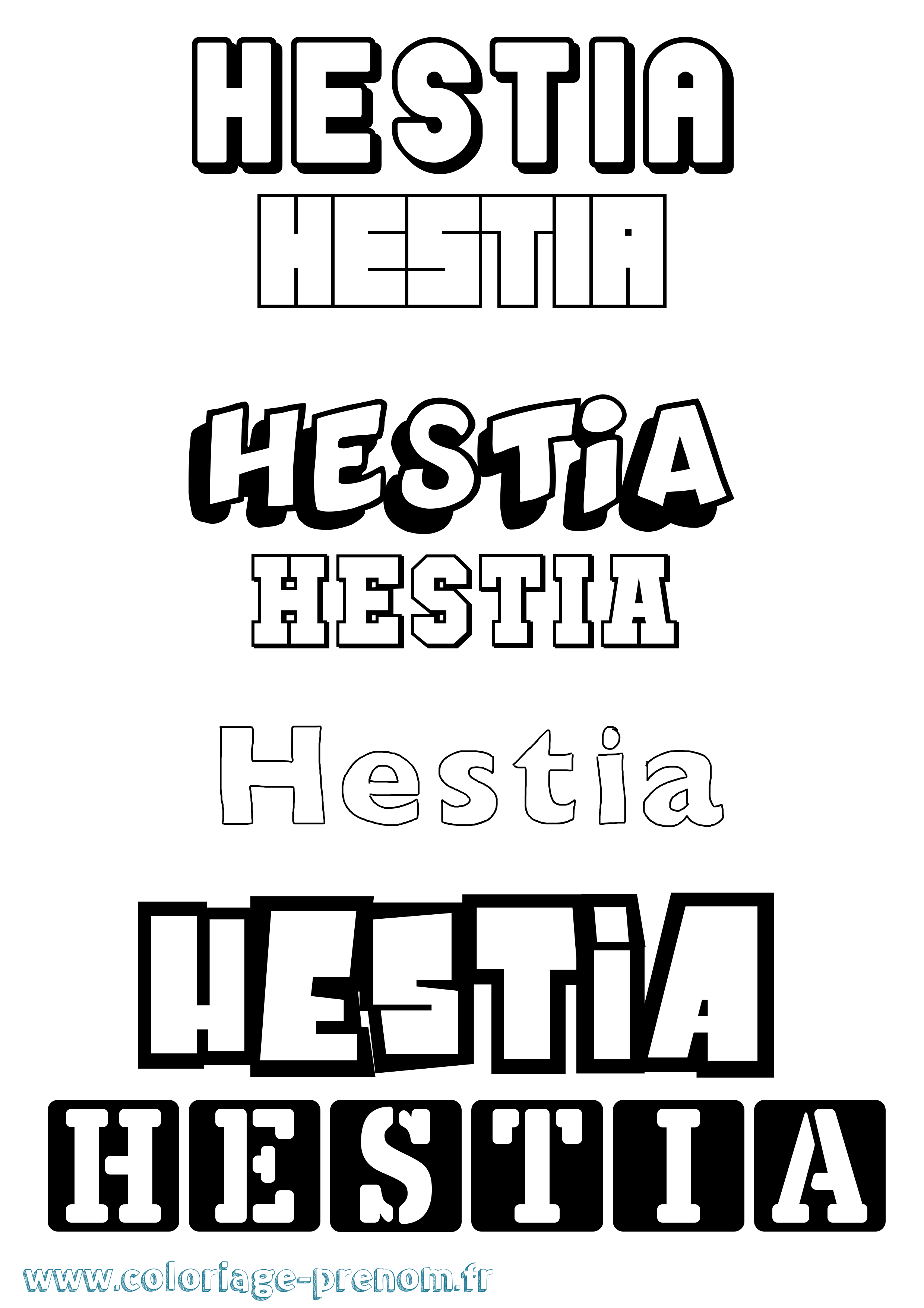 Coloriage Hestia Simple Coloriage prénom Hestia Simple
