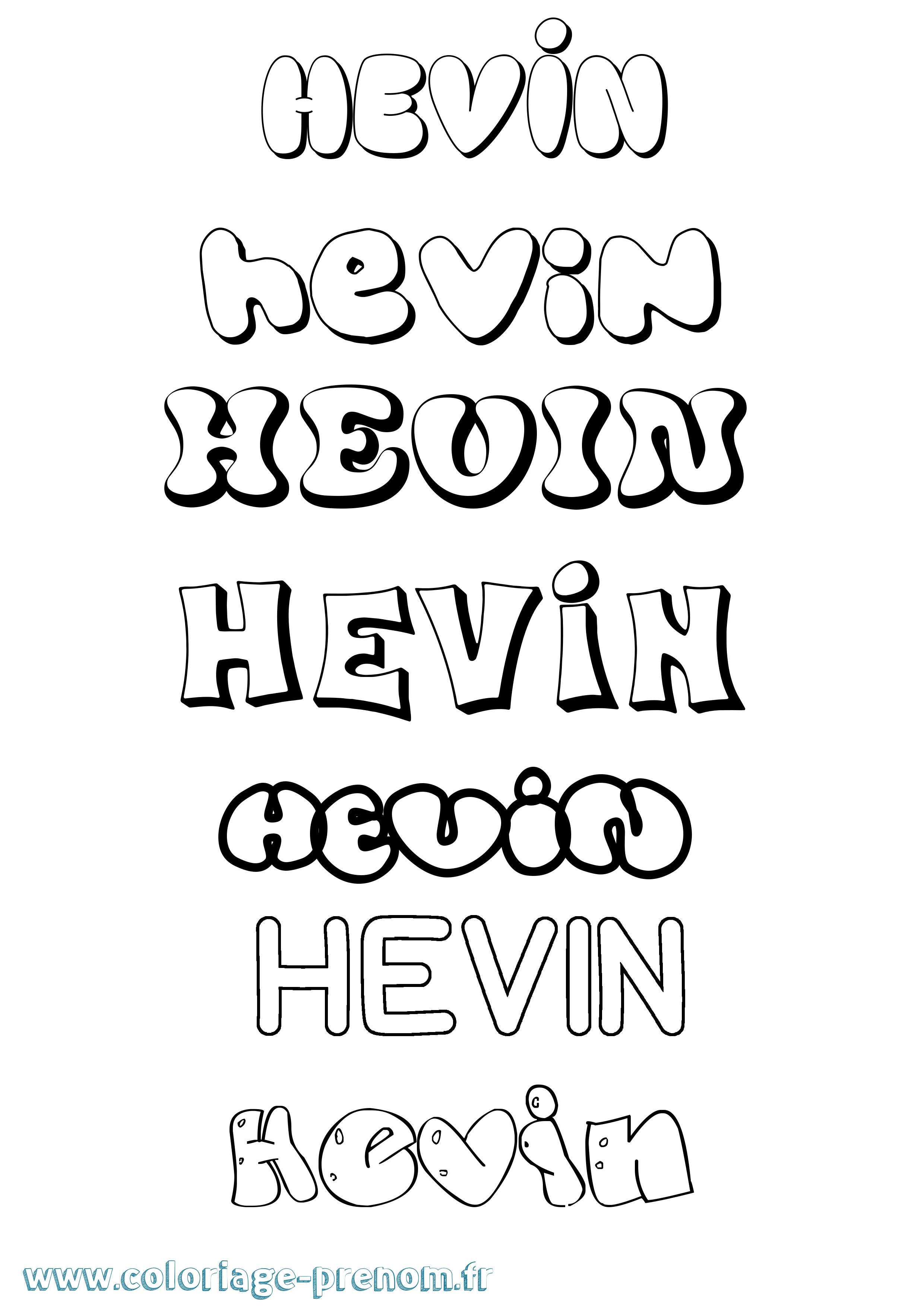Coloriage prénom Hevin Bubble