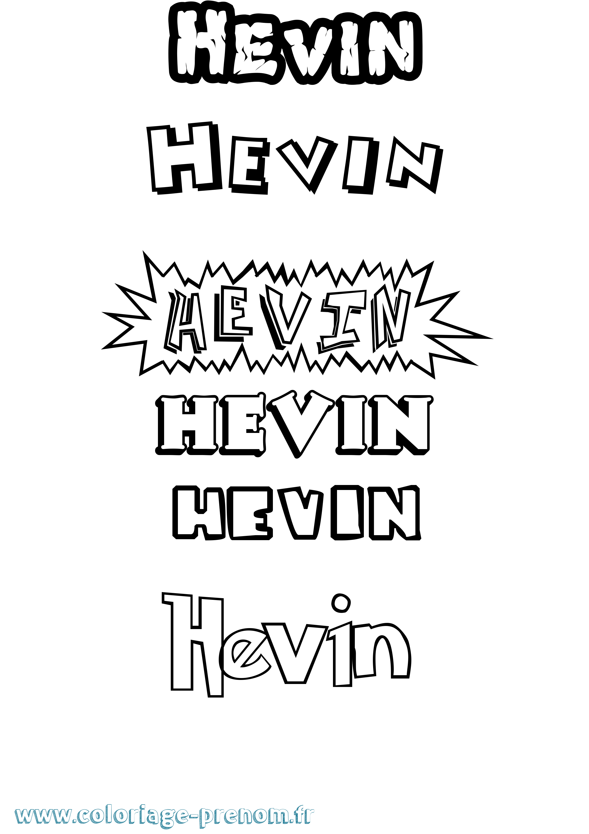 Coloriage prénom Hevin Dessin Animé