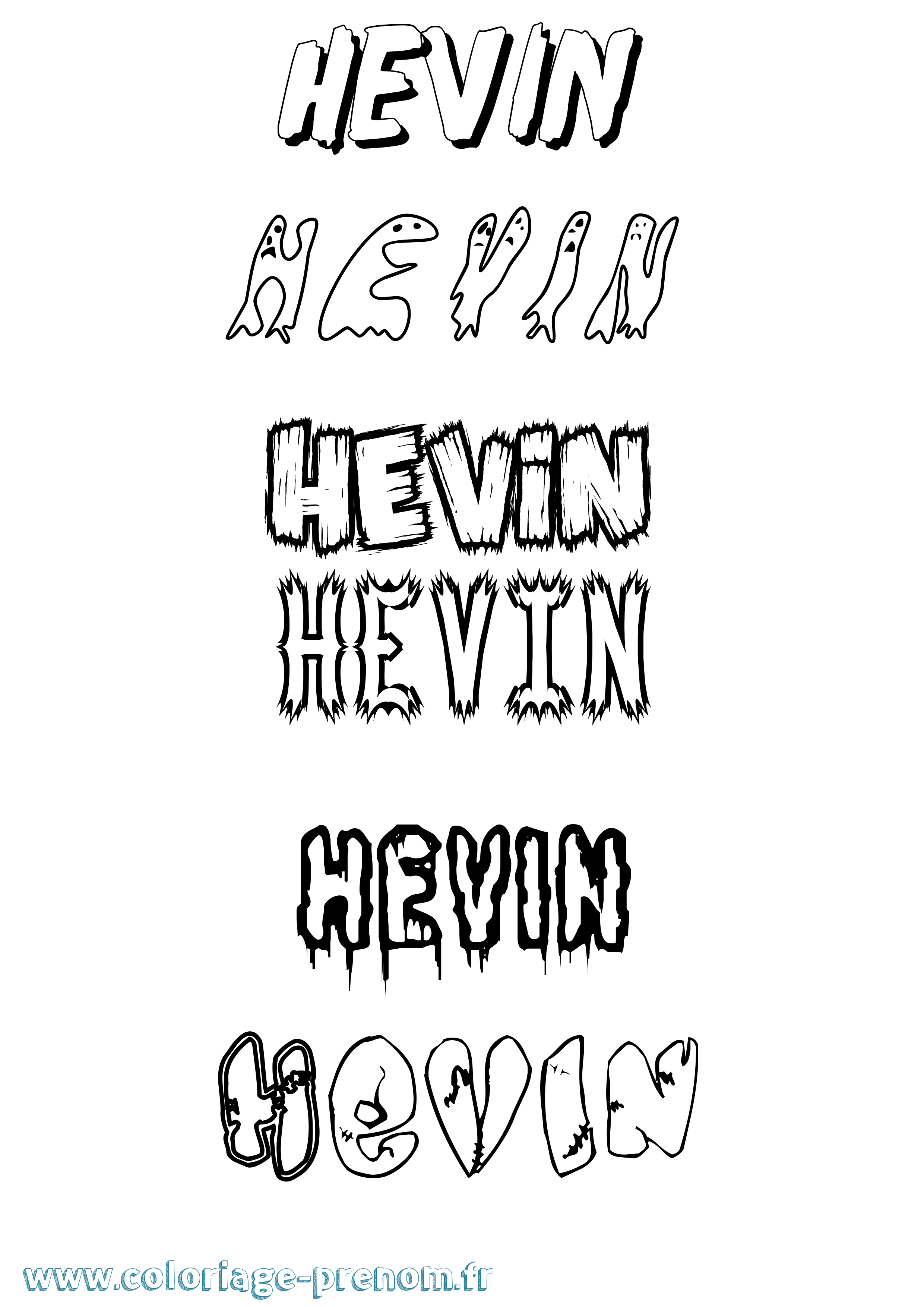 Coloriage prénom Hevin Frisson