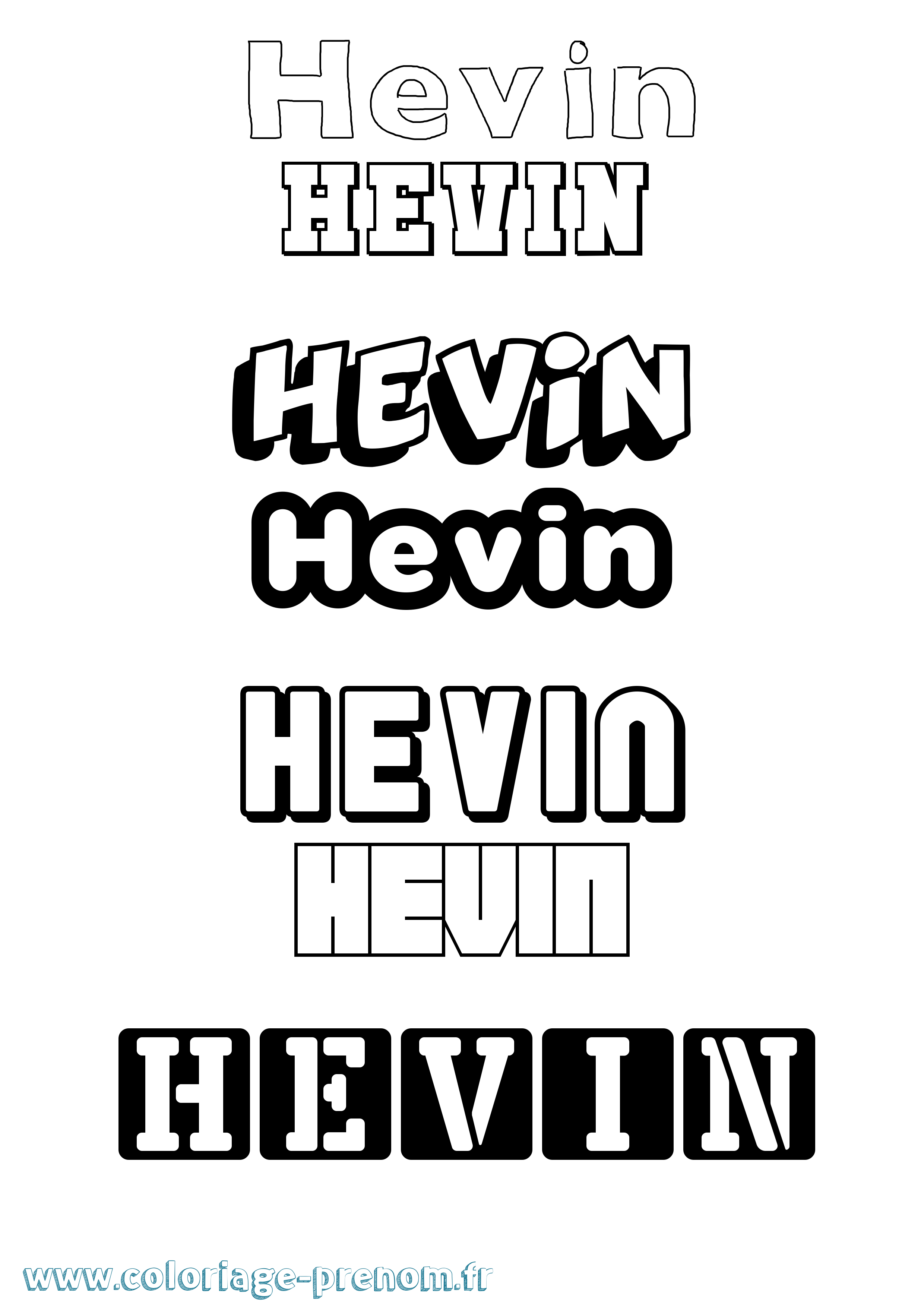 Coloriage prénom Hevin Simple