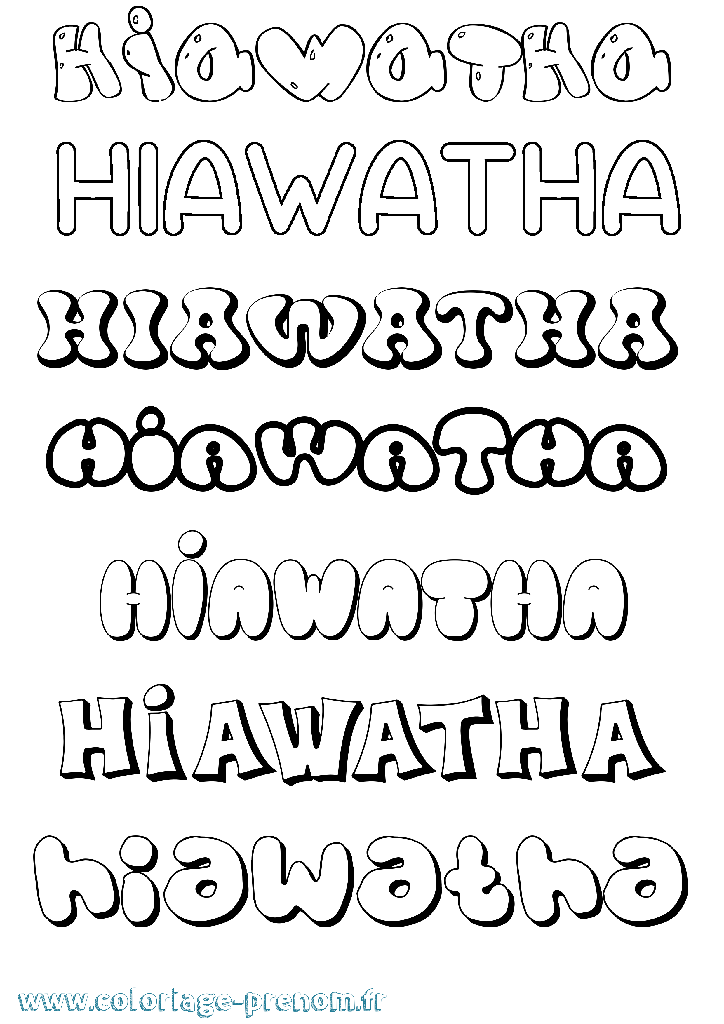 Coloriage Hiawatha Bubble Coloriage prénom Hiawatha Bubble
