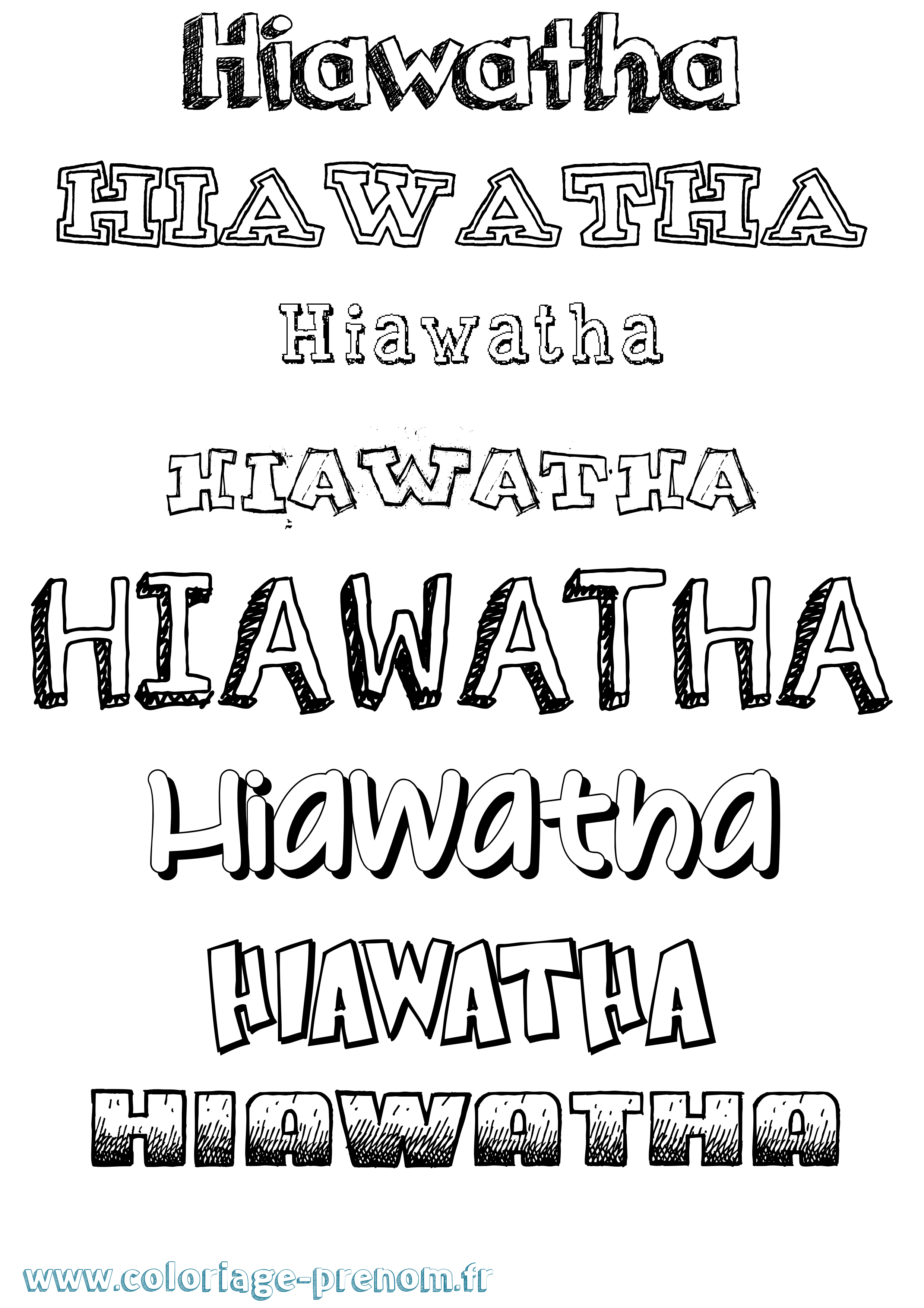Coloriage Hiawatha Dessiné Coloriage prénom Hiawatha Dessiné