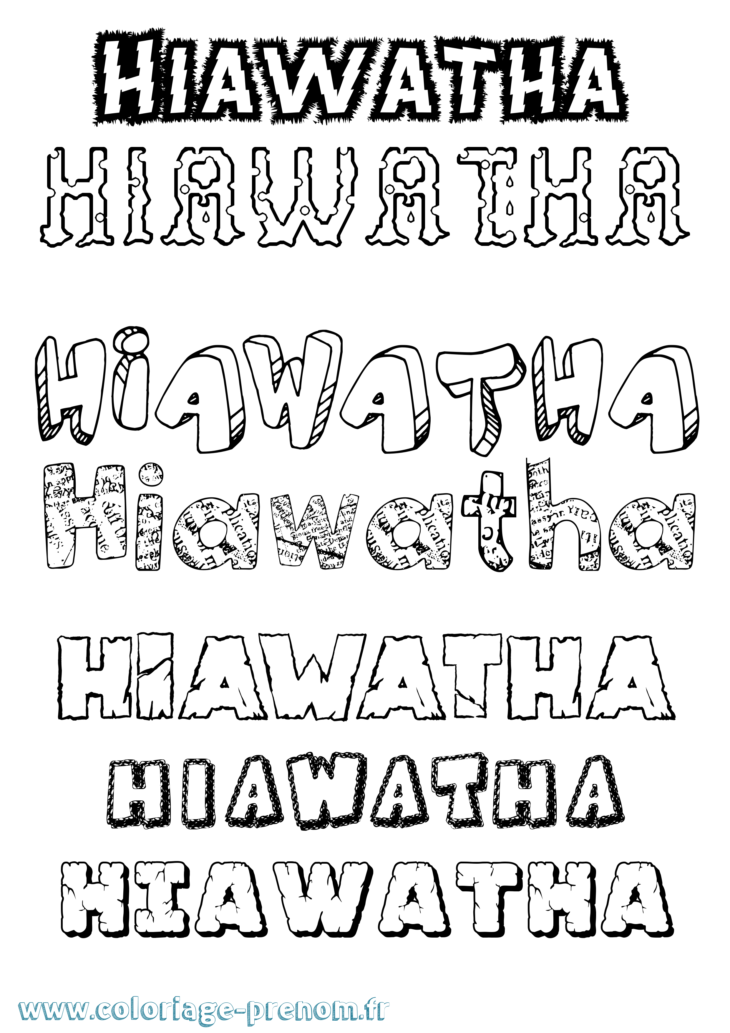 Coloriage Hiawatha Destructuré Coloriage prénom Hiawatha Destructuré