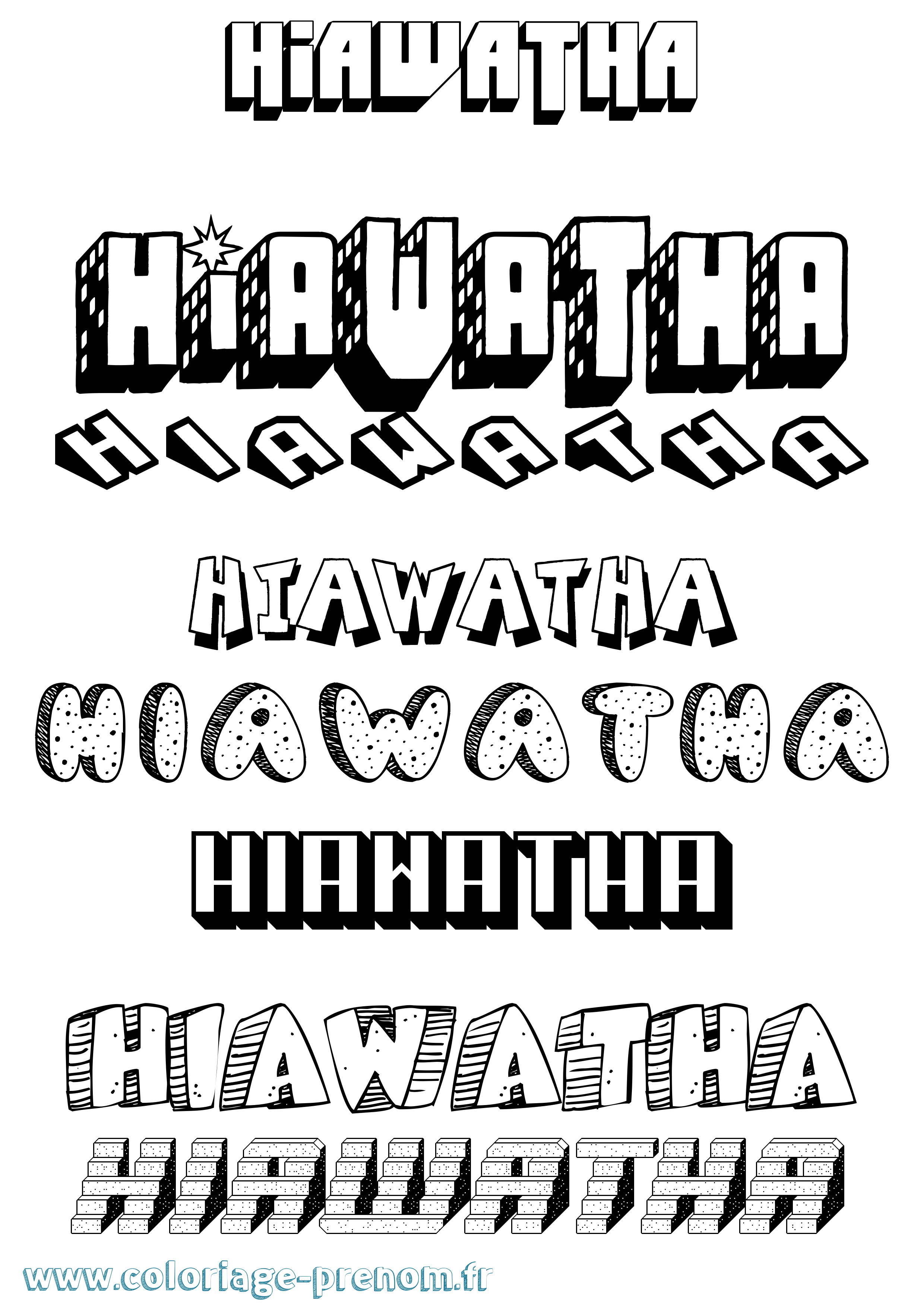 Coloriage Hiawatha Effet 3D Coloriage prénom Hiawatha Effet 3D