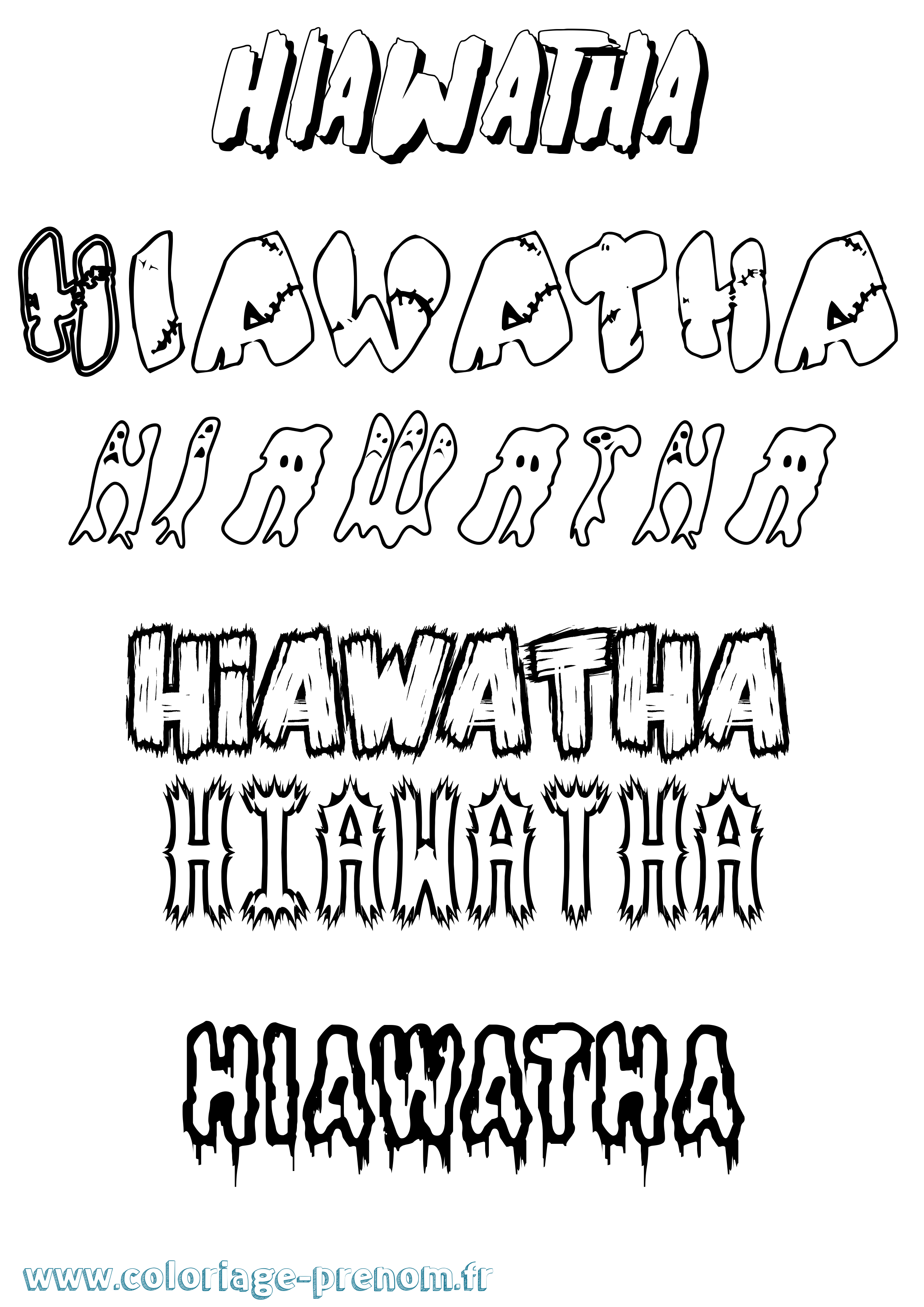 Coloriage Hiawatha Frisson Coloriage prénom Hiawatha Frisson