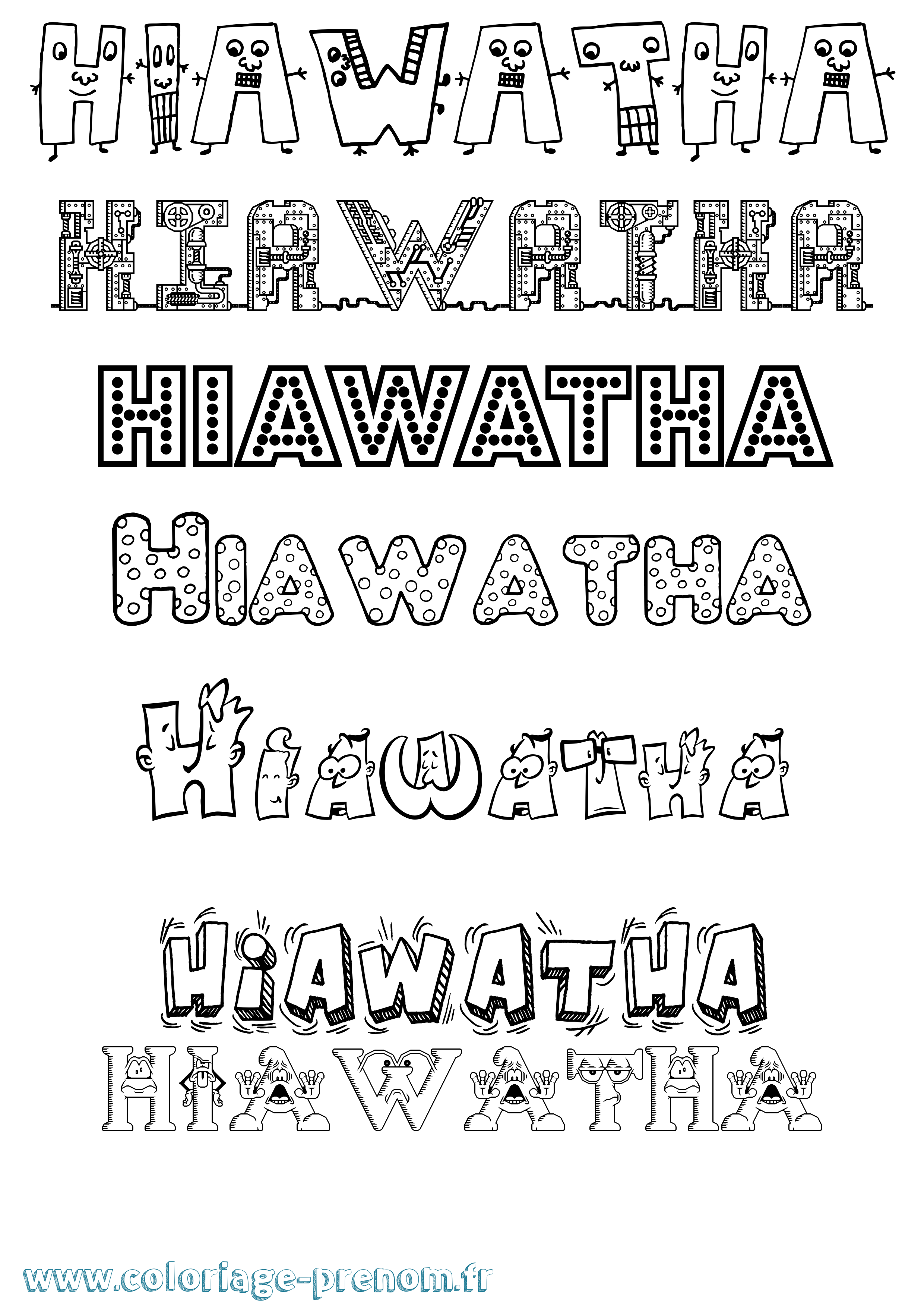 Coloriage Hiawatha Fun Coloriage prénom Hiawatha Fun