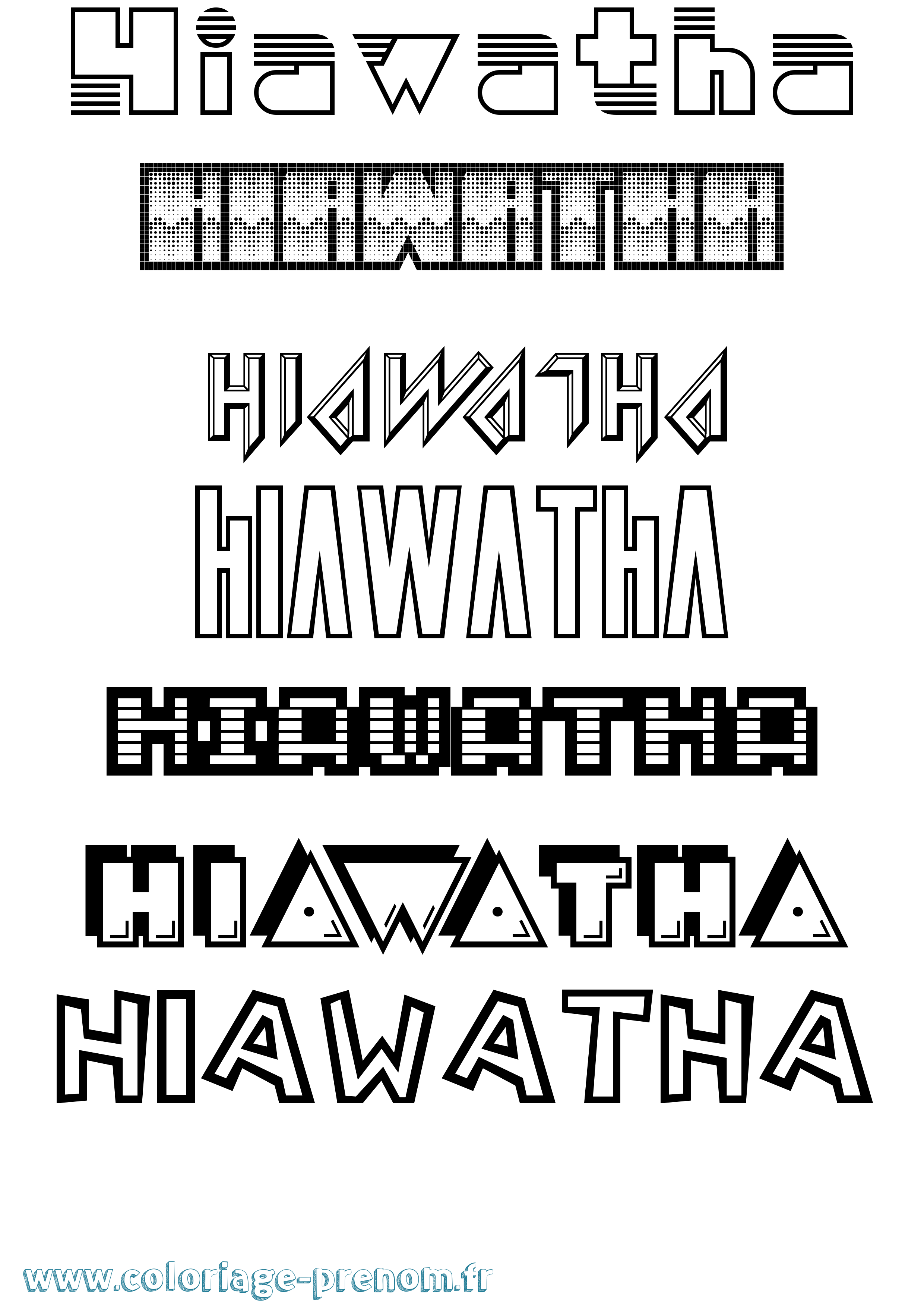 Coloriage Hiawatha Jeux Vidéos Coloriage prénom Hiawatha Jeux Vidéos