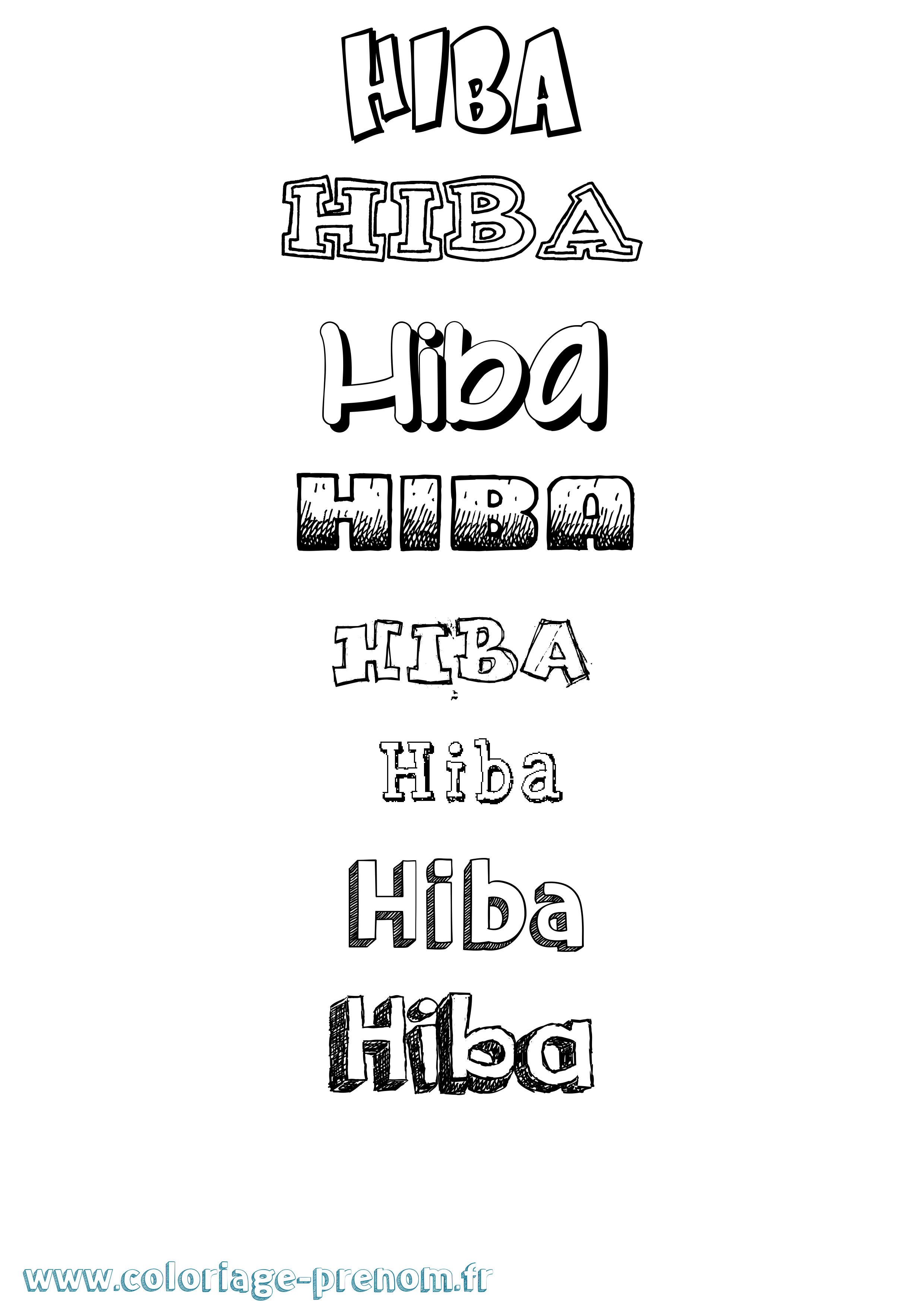Coloriage prénom Hiba