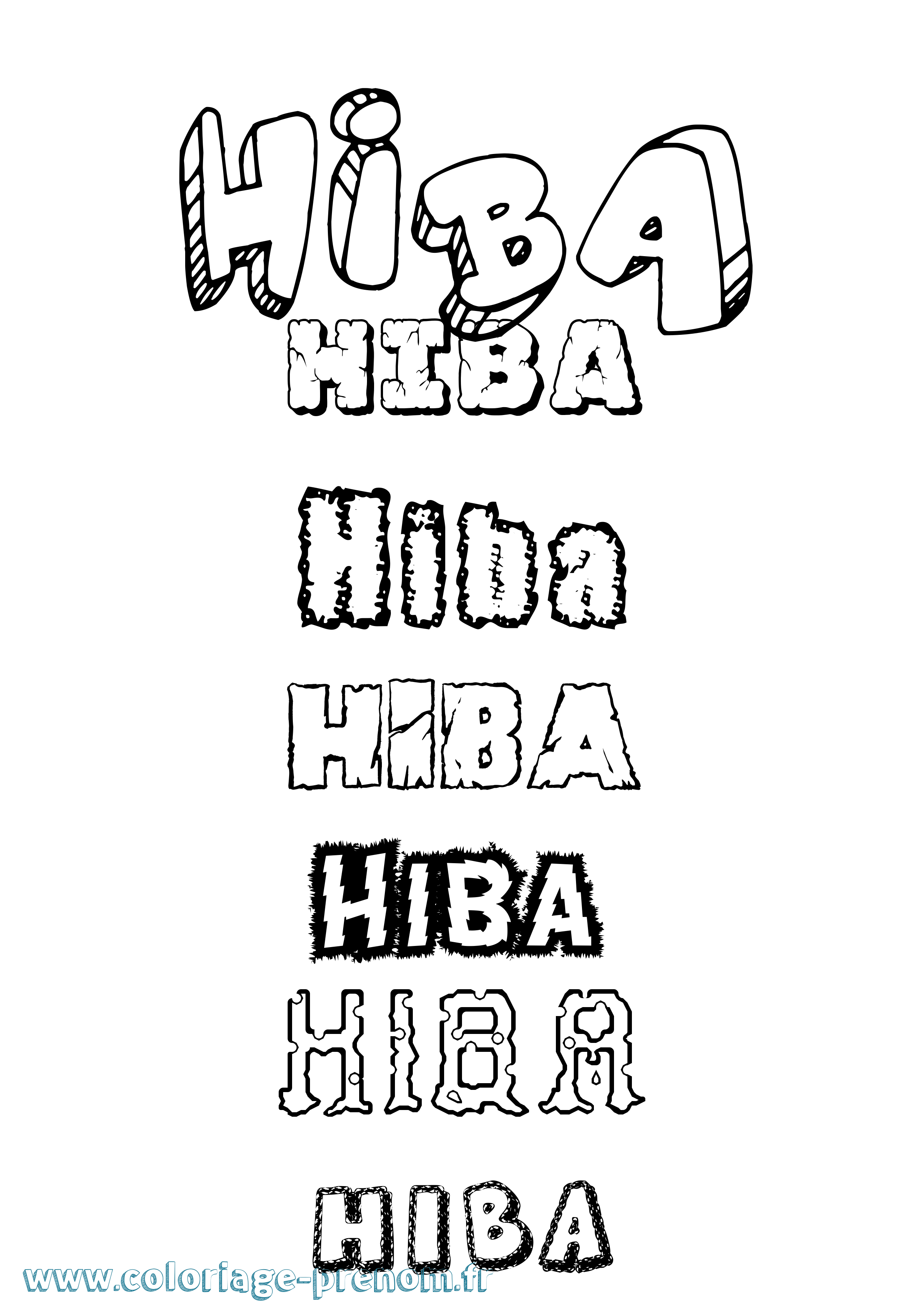 Coloriage prénom Hiba