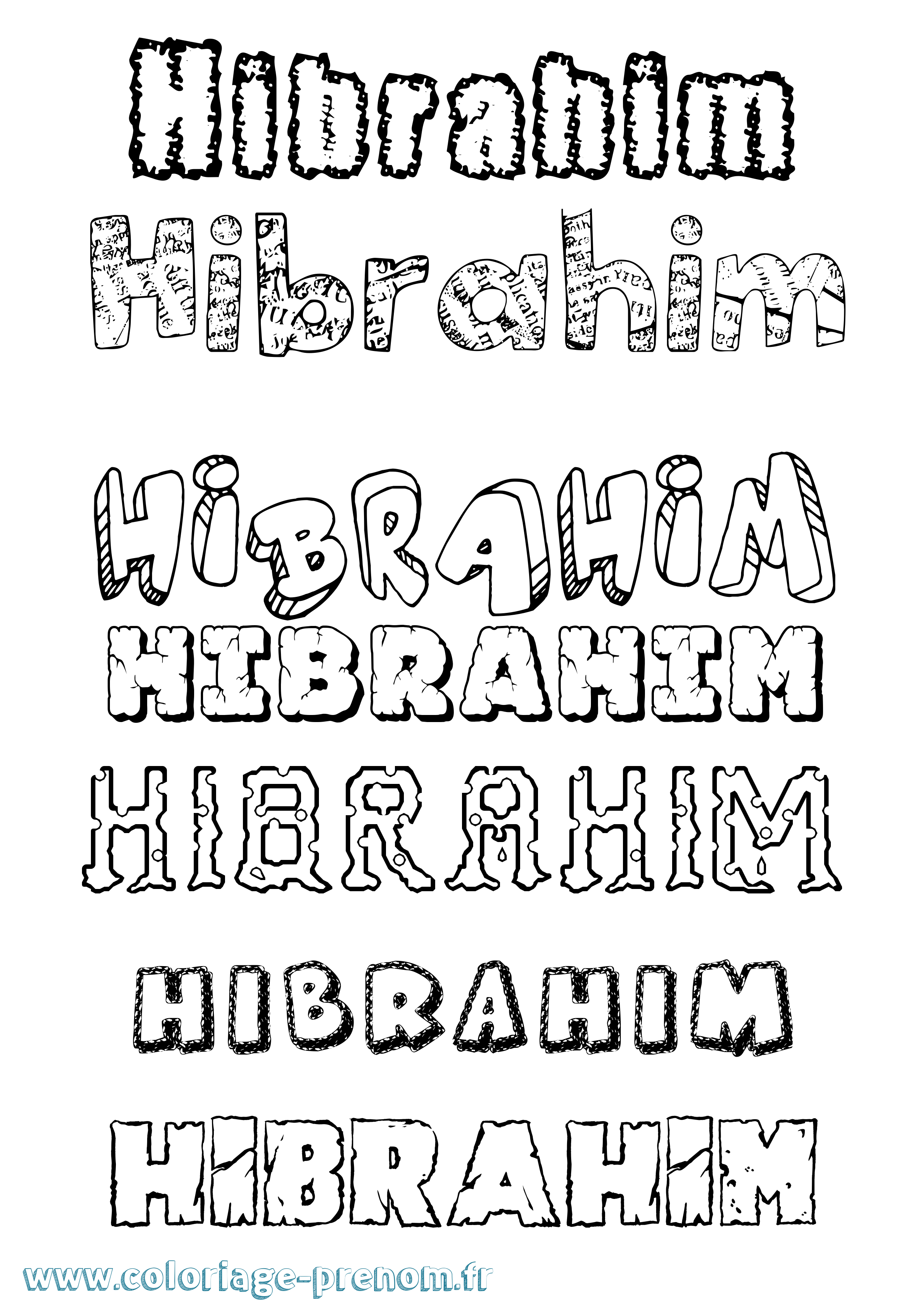 Coloriage prénom Hibrahim Destructuré