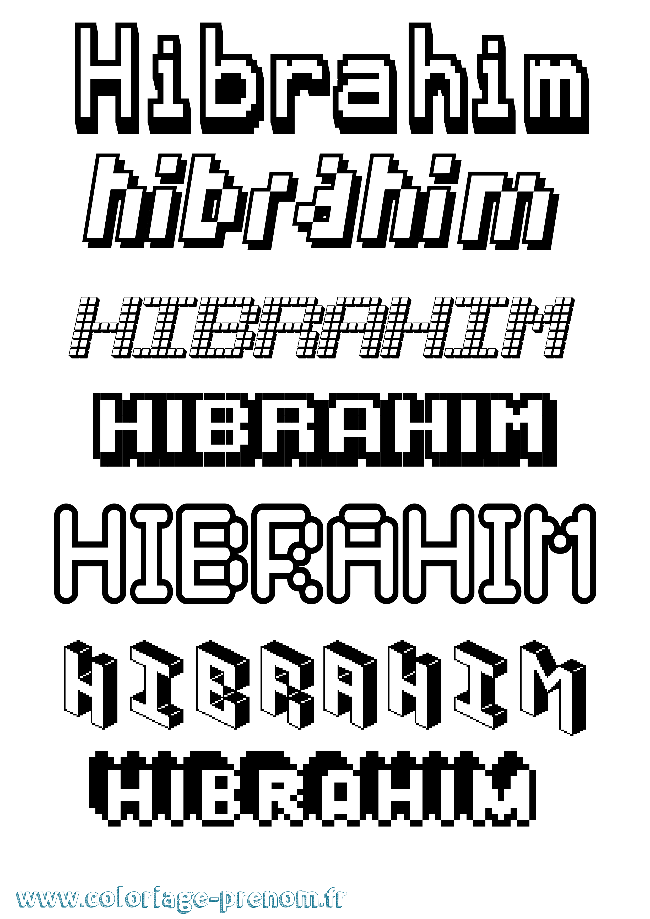 Coloriage prénom Hibrahim Pixel