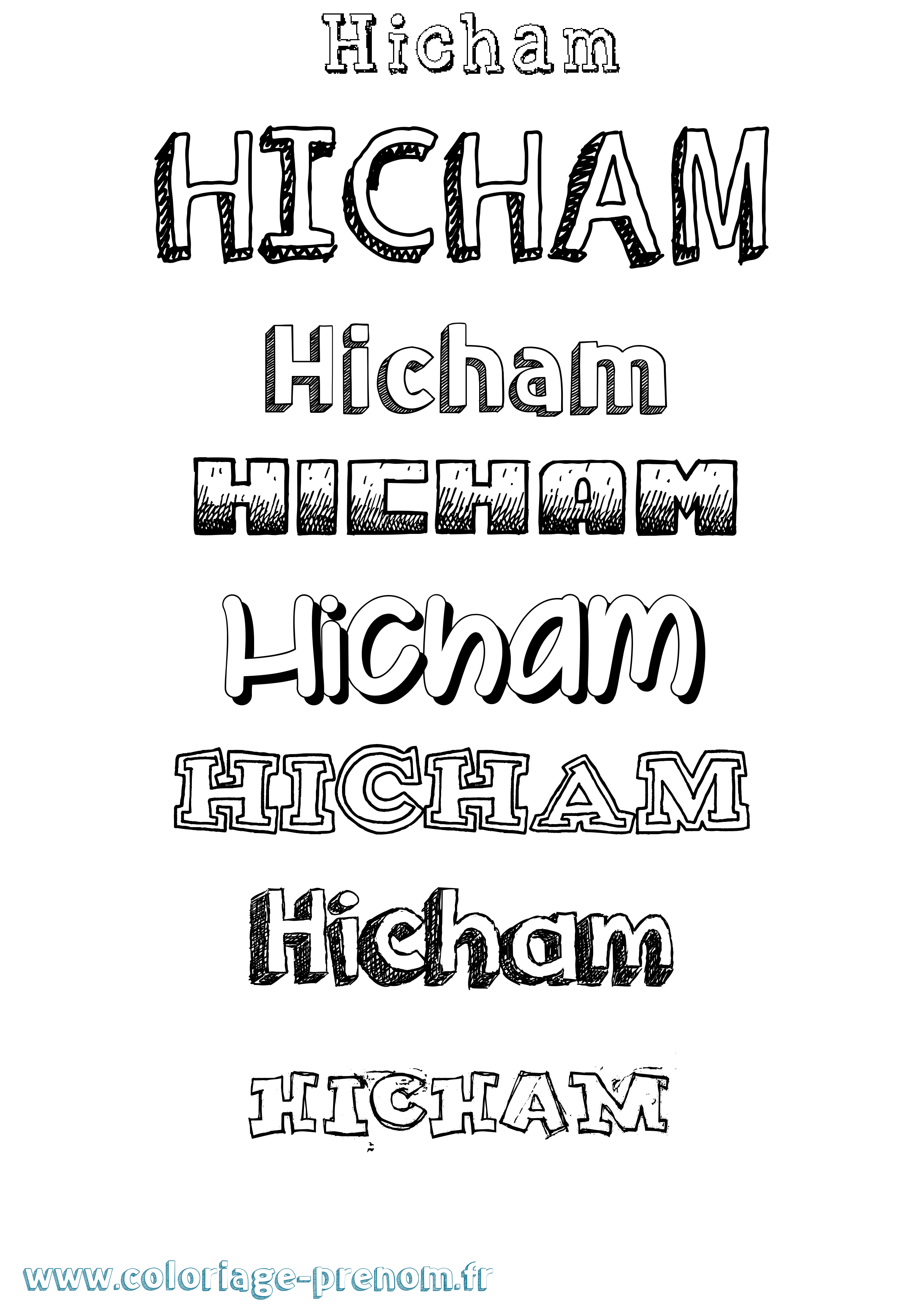 Coloriage prénom Hicham