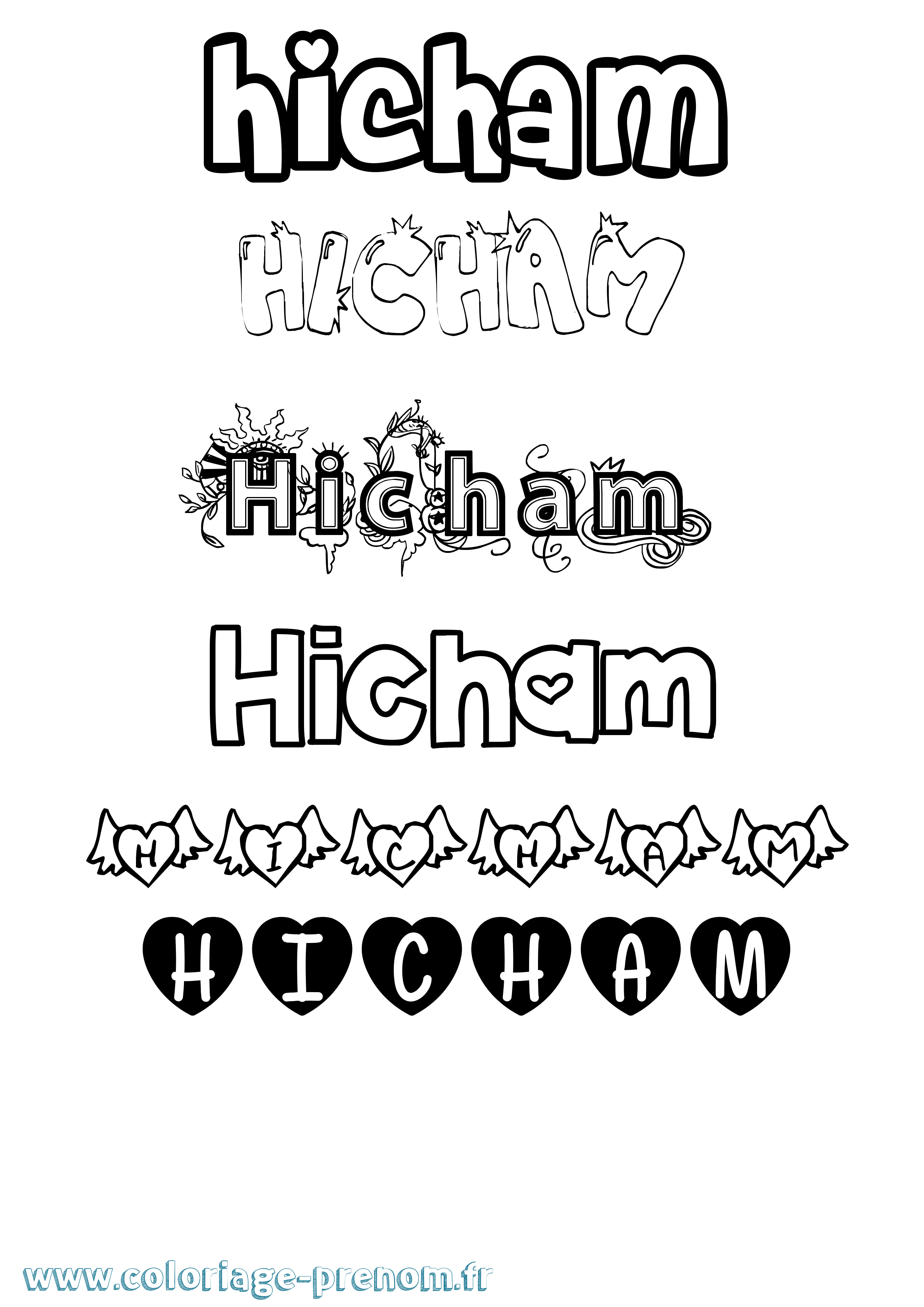 Coloriage prénom Hicham