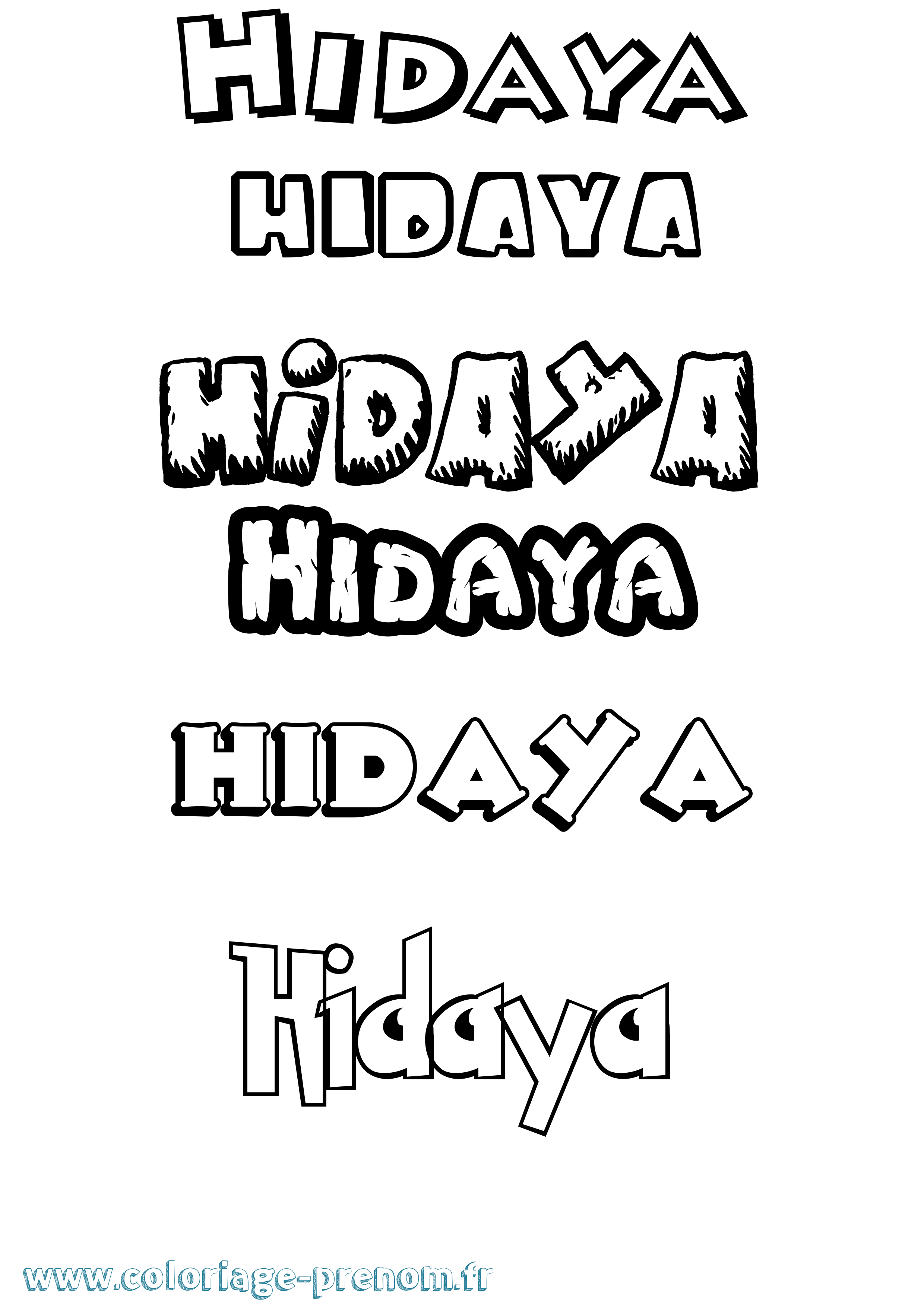 Coloriage prénom Hidaya Dessin Animé