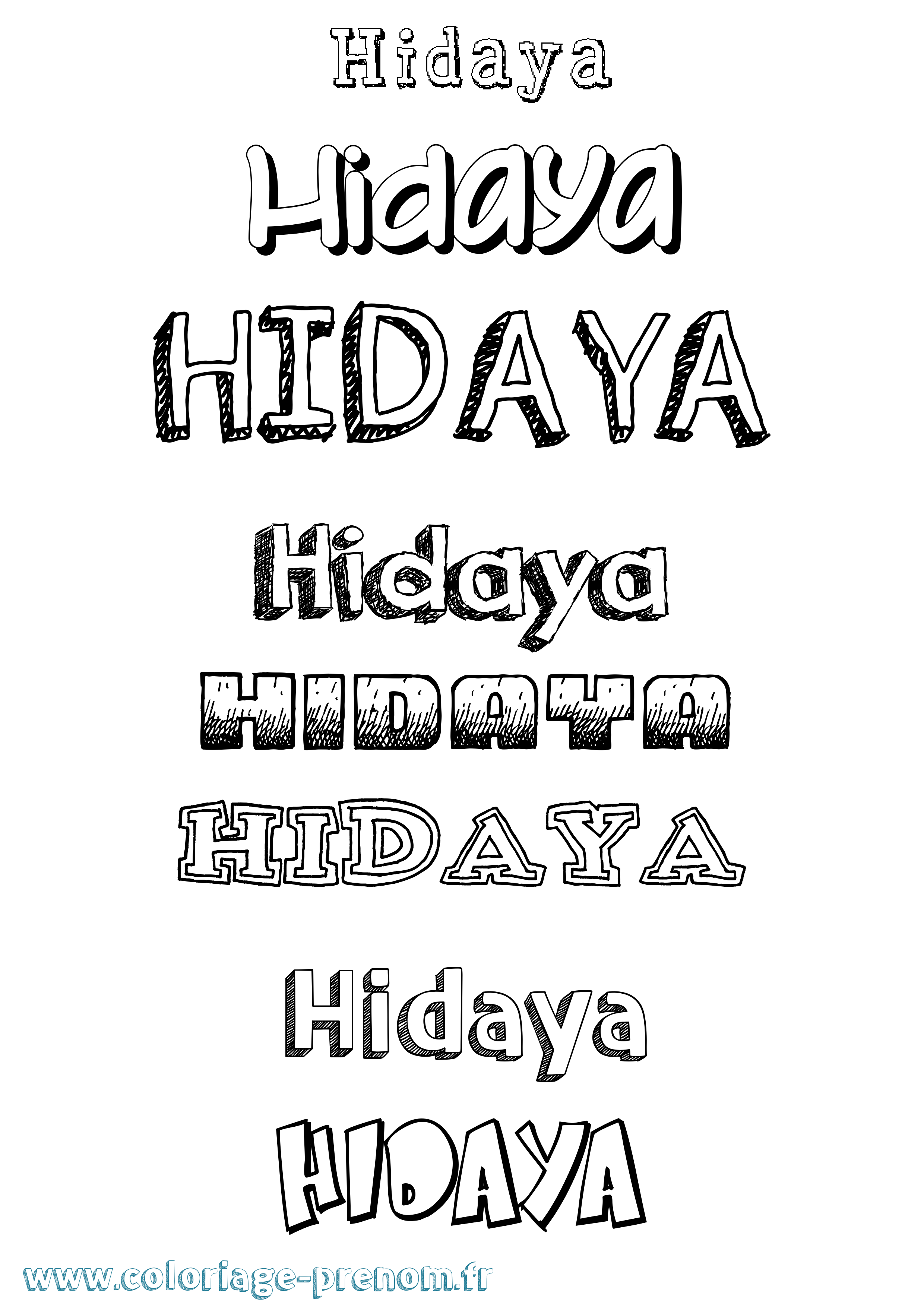 Coloriage prénom Hidaya Dessiné