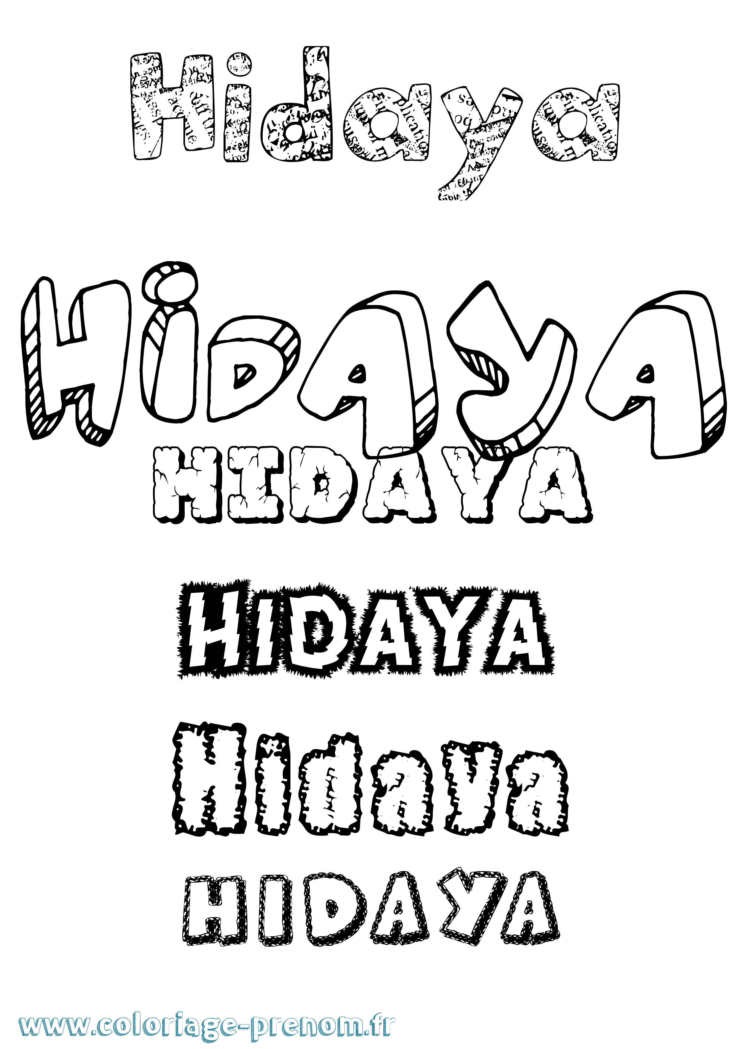 Coloriage prénom Hidaya Destructuré