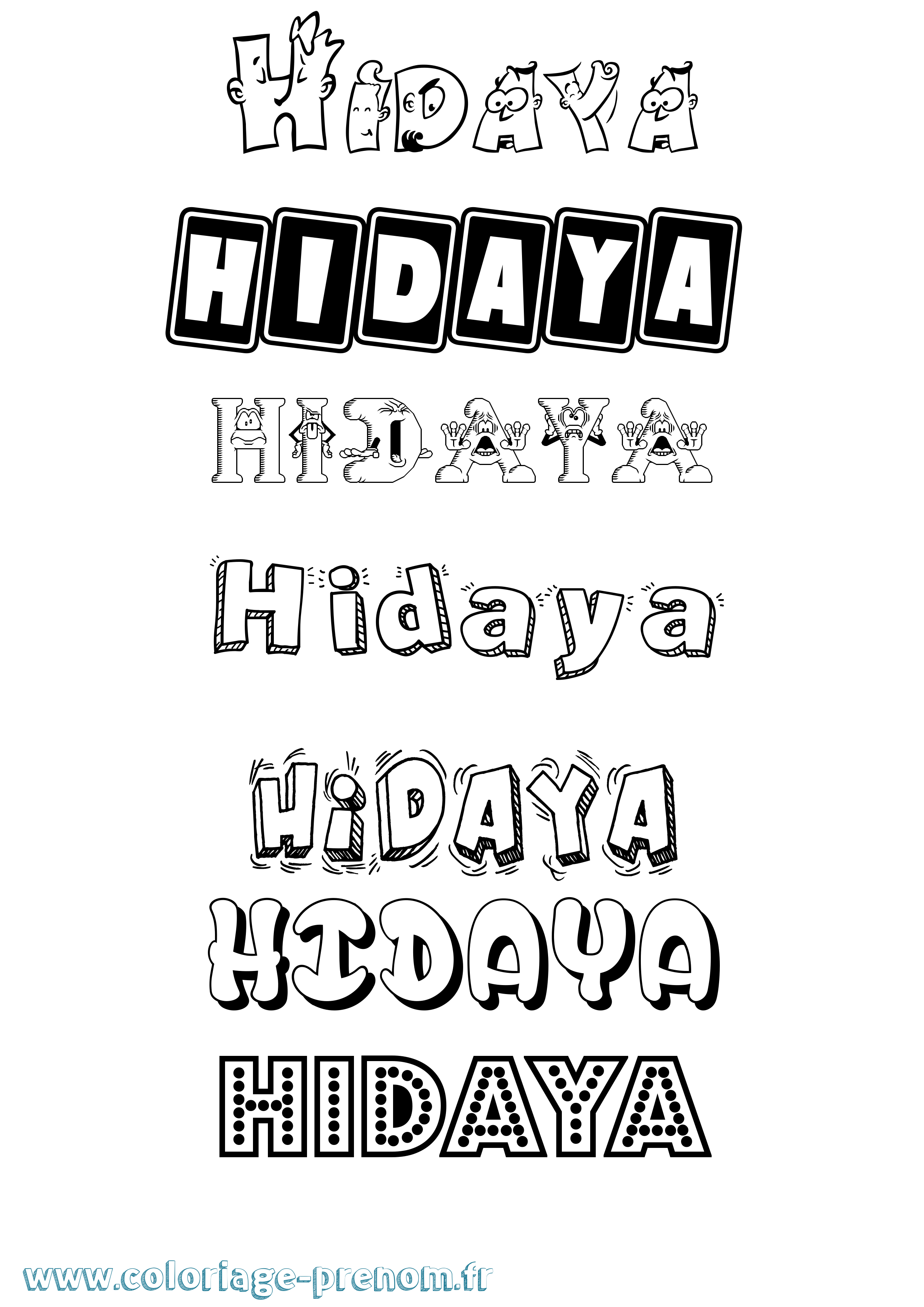 Coloriage prénom Hidaya Fun