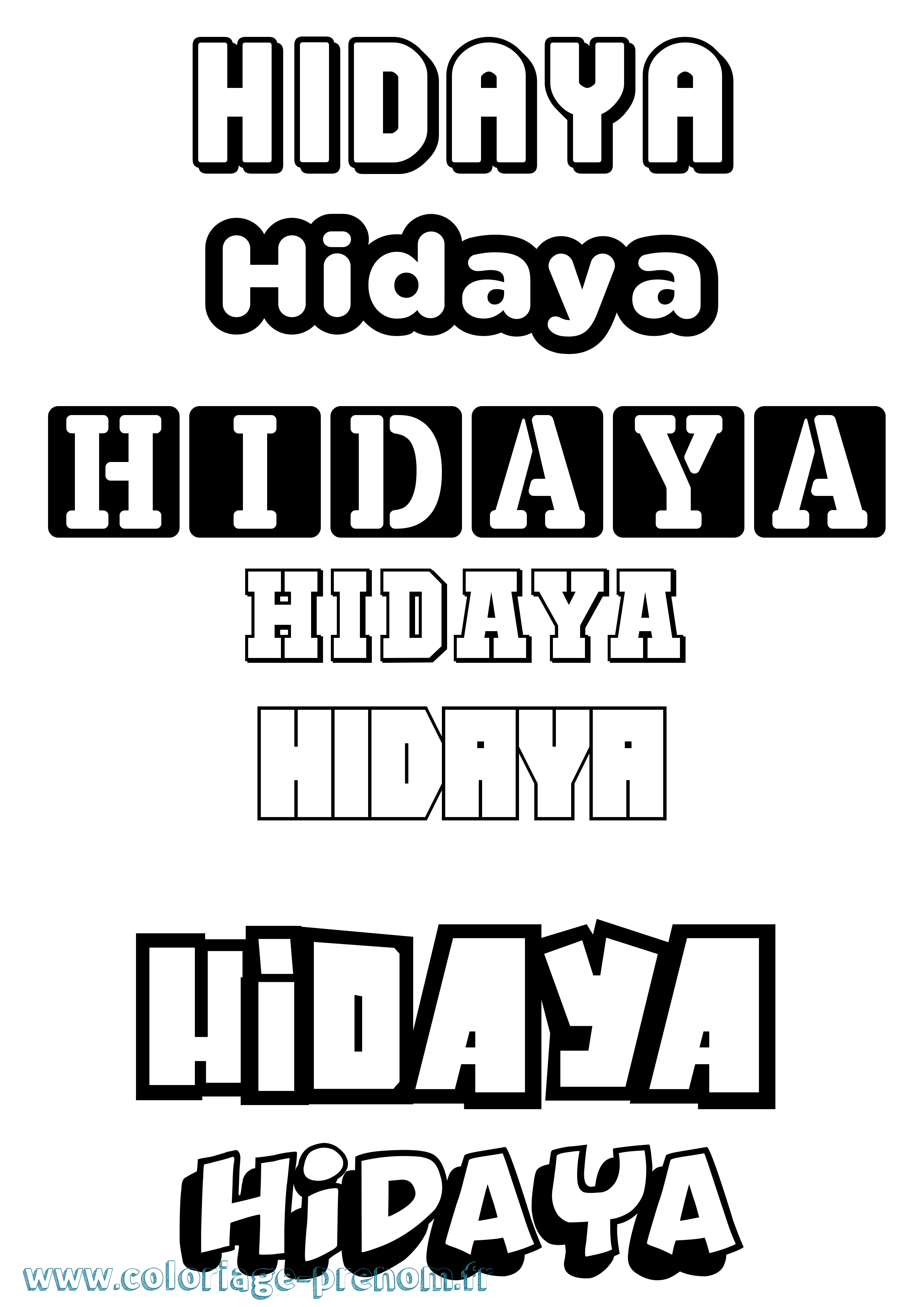 Coloriage prénom Hidaya Simple