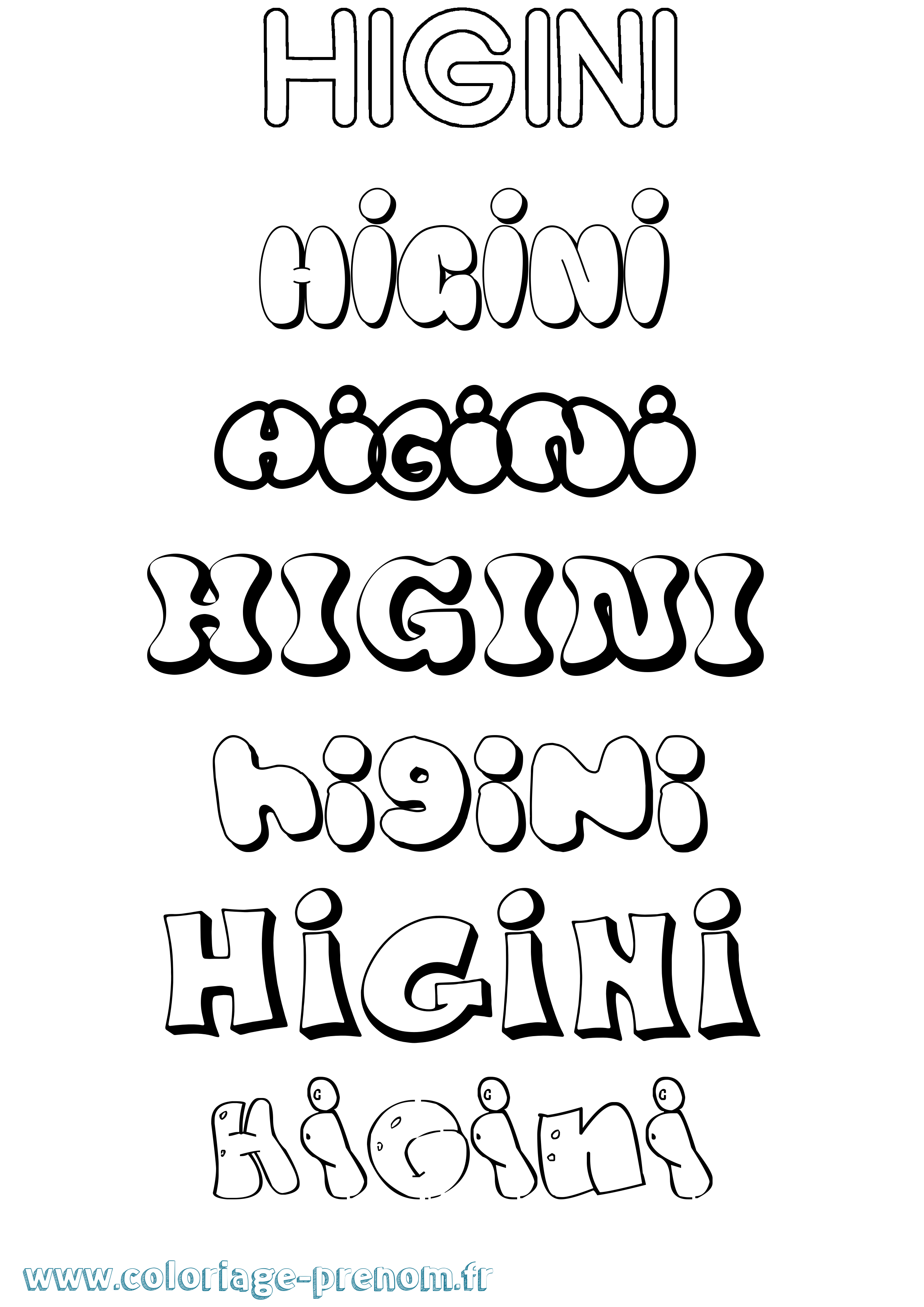 Coloriage Higini Bubble Coloriage prénom Higini Bubble