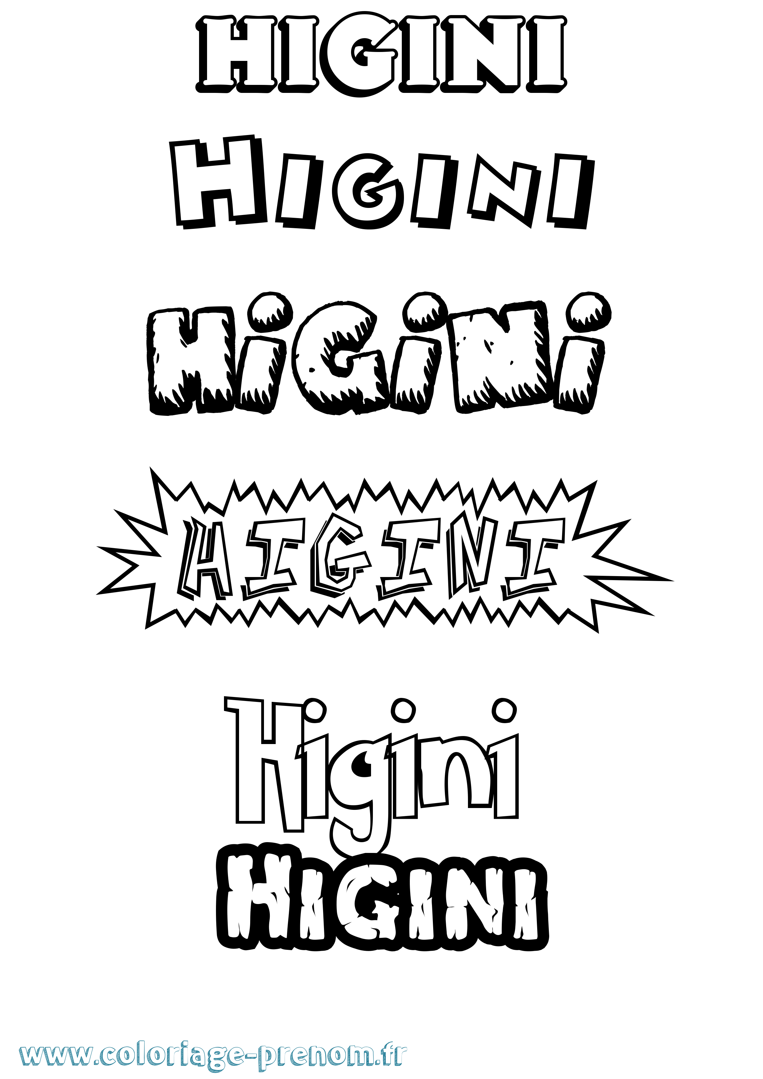 Coloriage Higini Dessin Animé Coloriage prénom Higini Dessin Animé