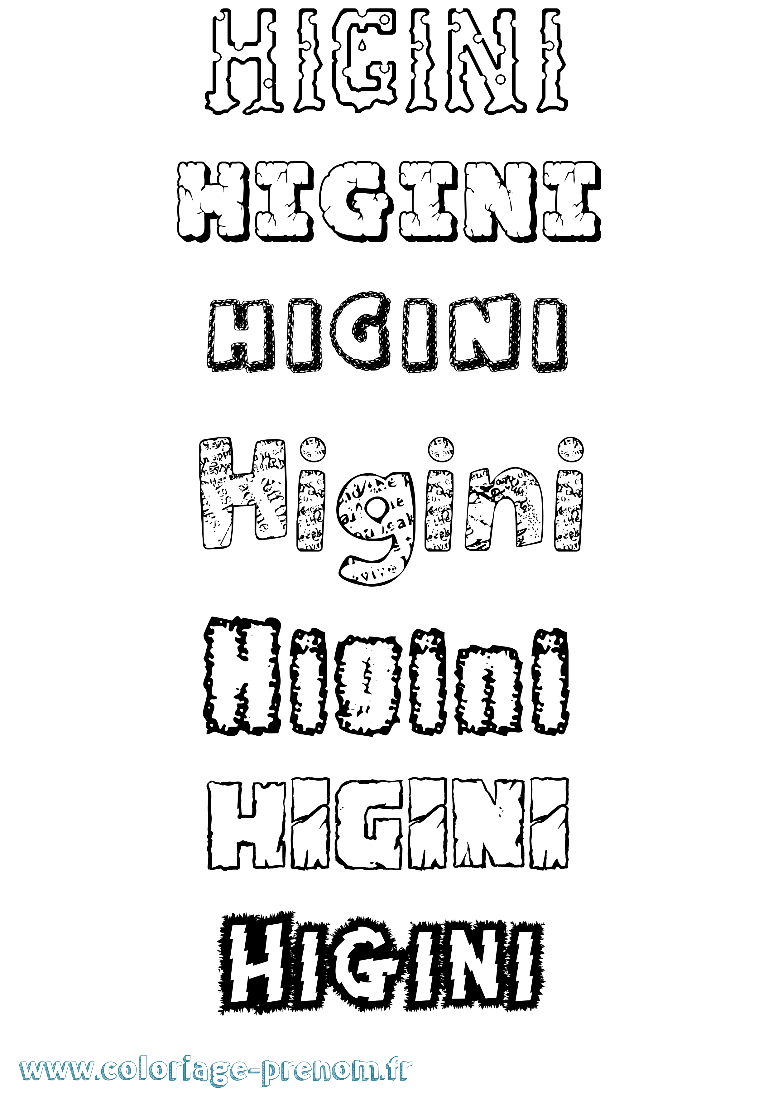 Coloriage Higini Destructuré Coloriage prénom Higini Destructuré