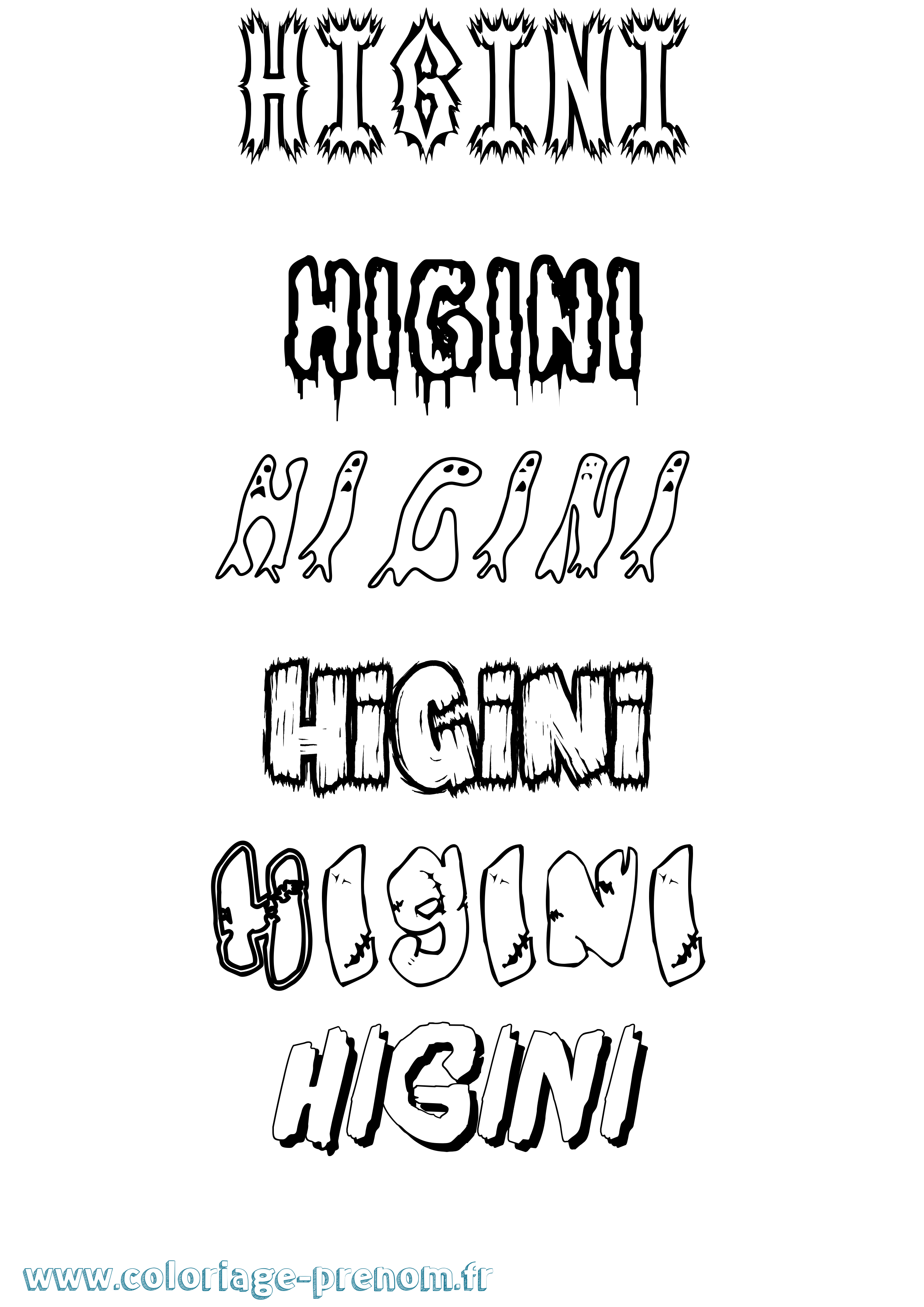 Coloriage Higini Frisson Coloriage prénom Higini Frisson