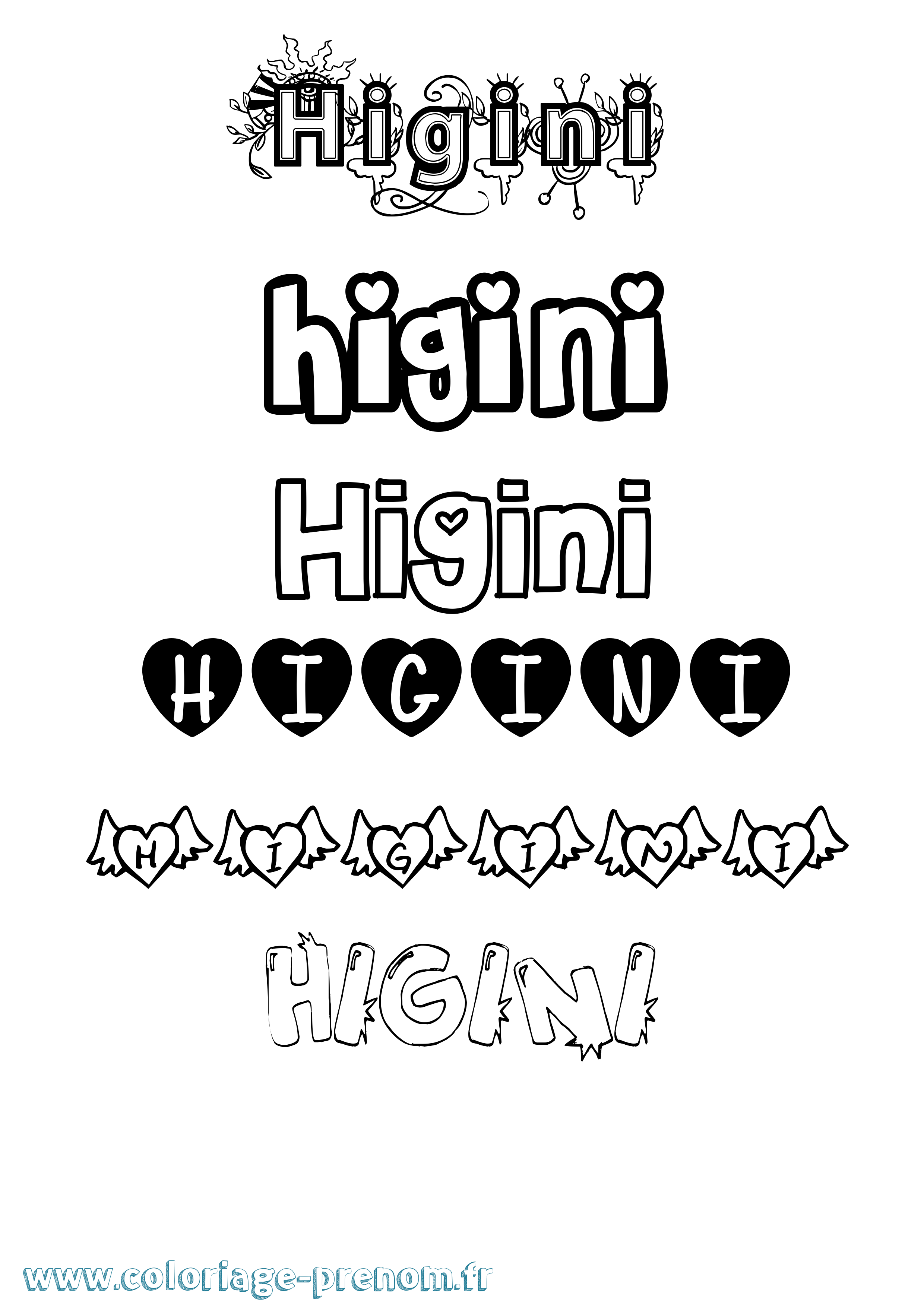Coloriage Higini Girly Coloriage prénom Higini Girly