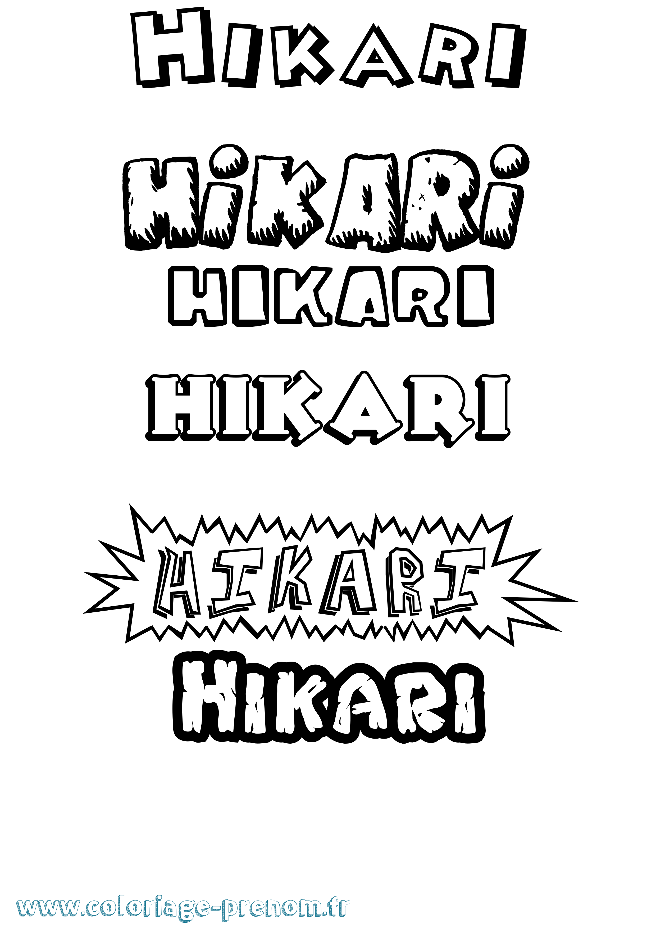 Coloriage prénom Hikari Dessin Animé