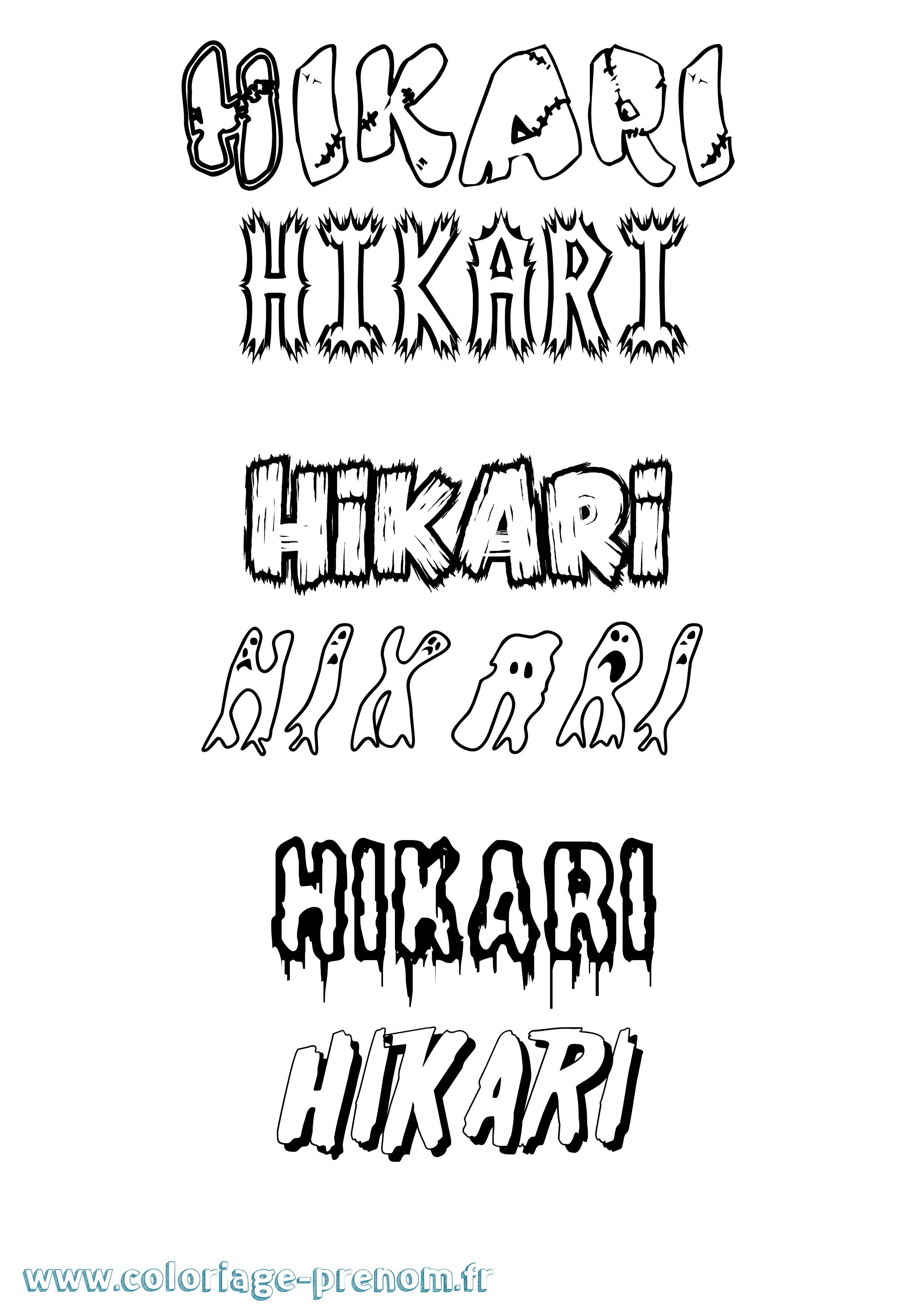 Coloriage prénom Hikari Frisson