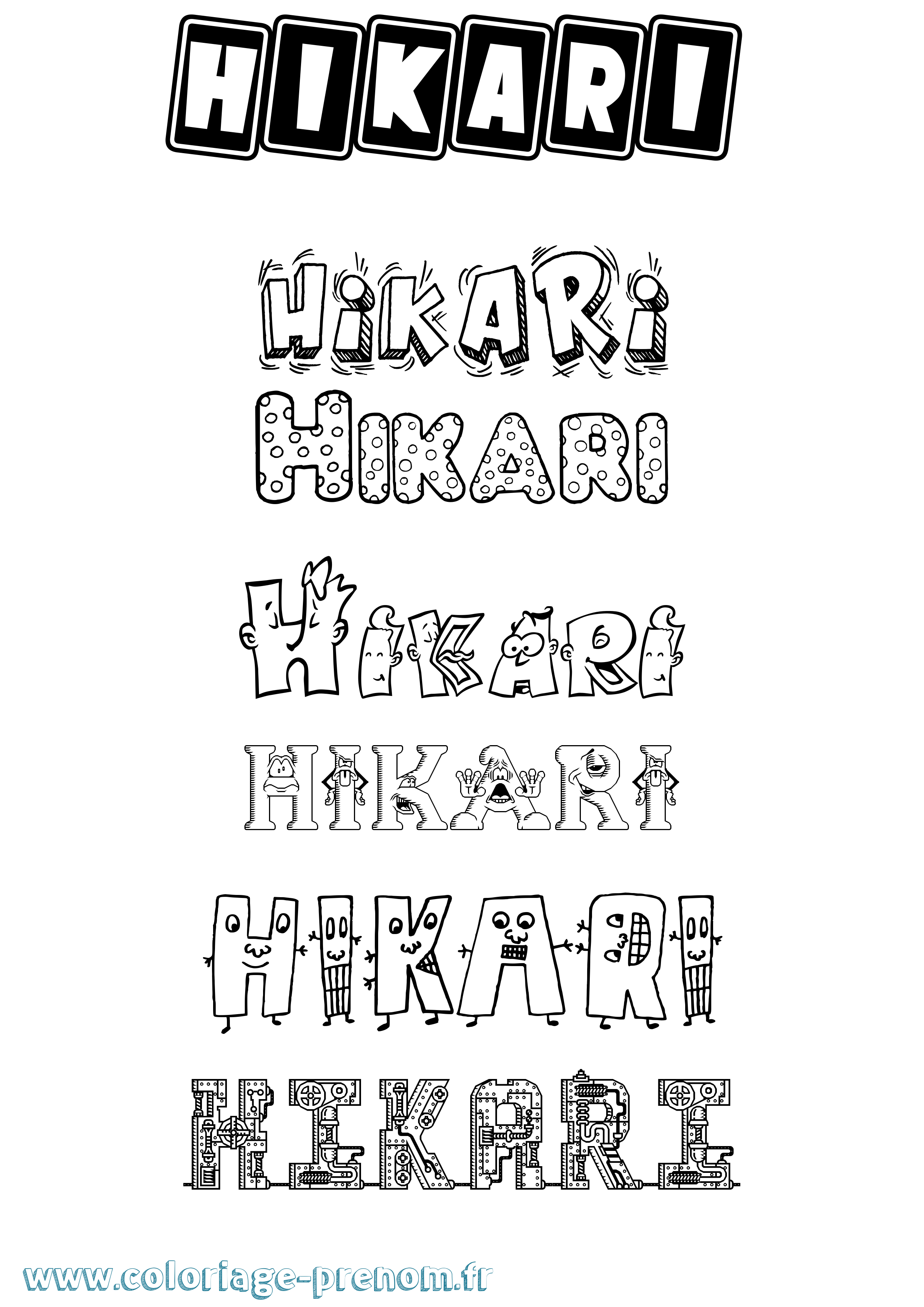 Coloriage prénom Hikari Fun