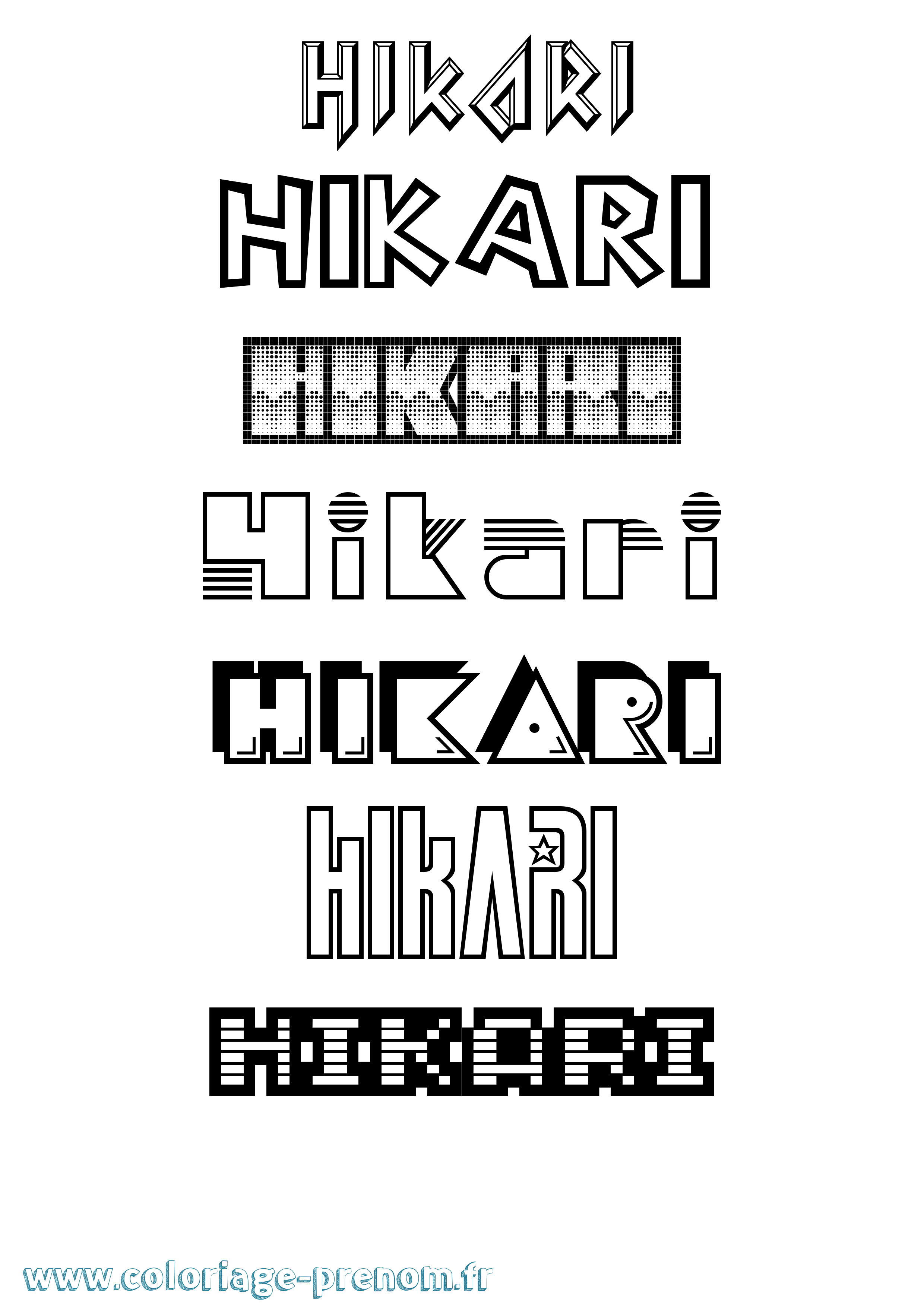 Coloriage prénom Hikari Jeux Vidéos