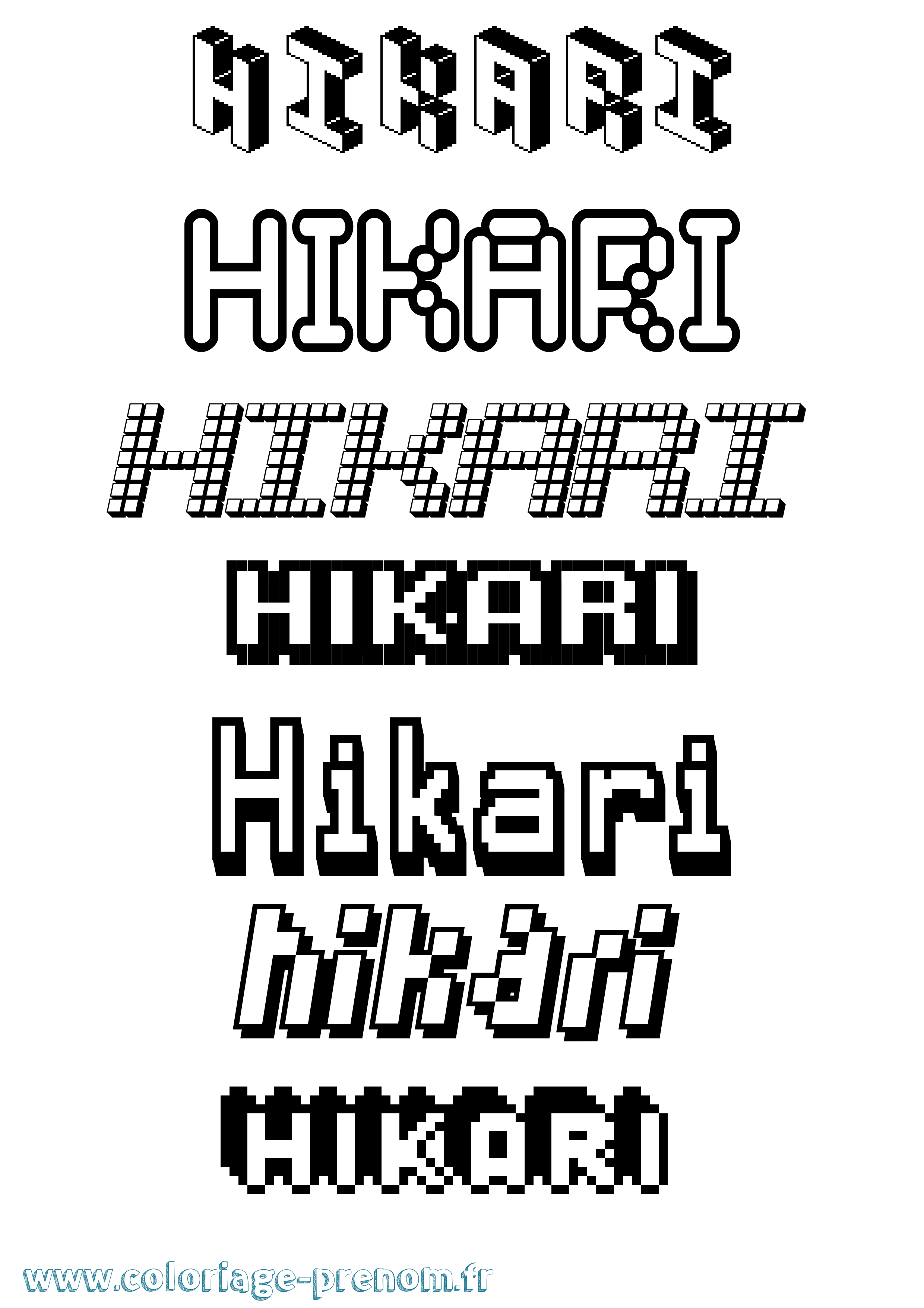 Coloriage prénom Hikari Pixel