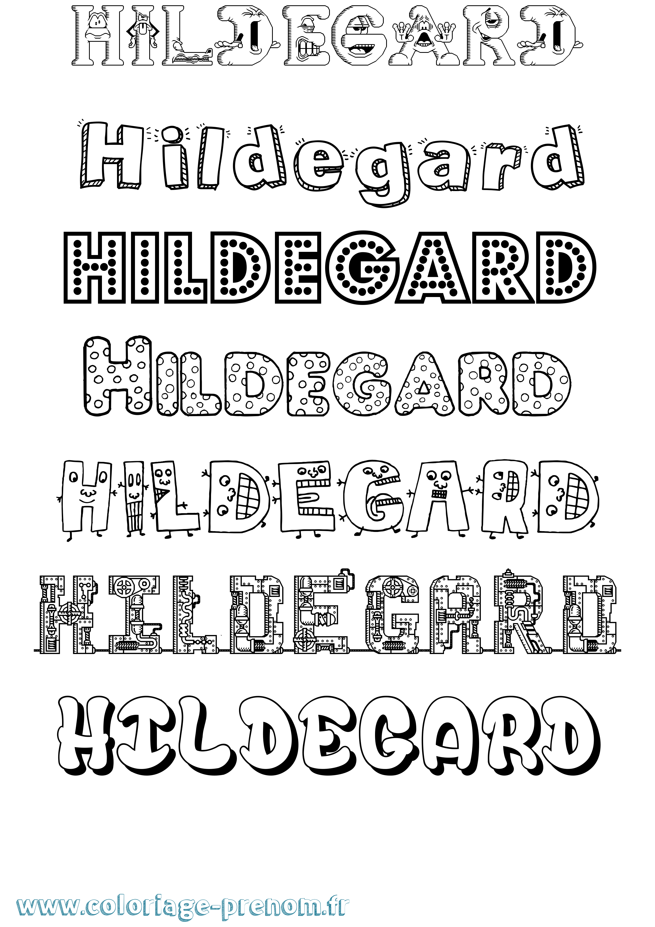 Coloriage prénom Hildegard Fun