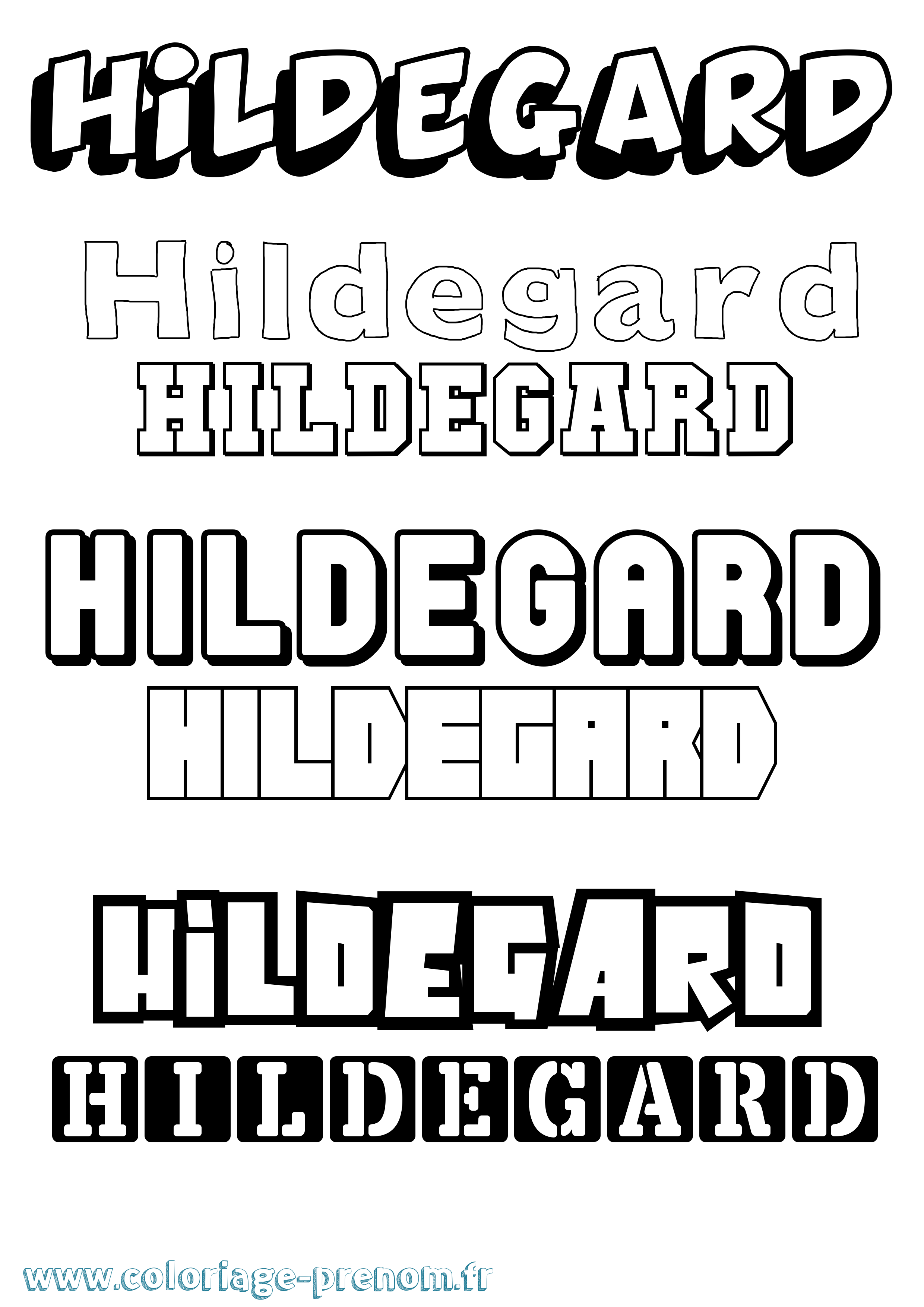 Coloriage prénom Hildegard Simple