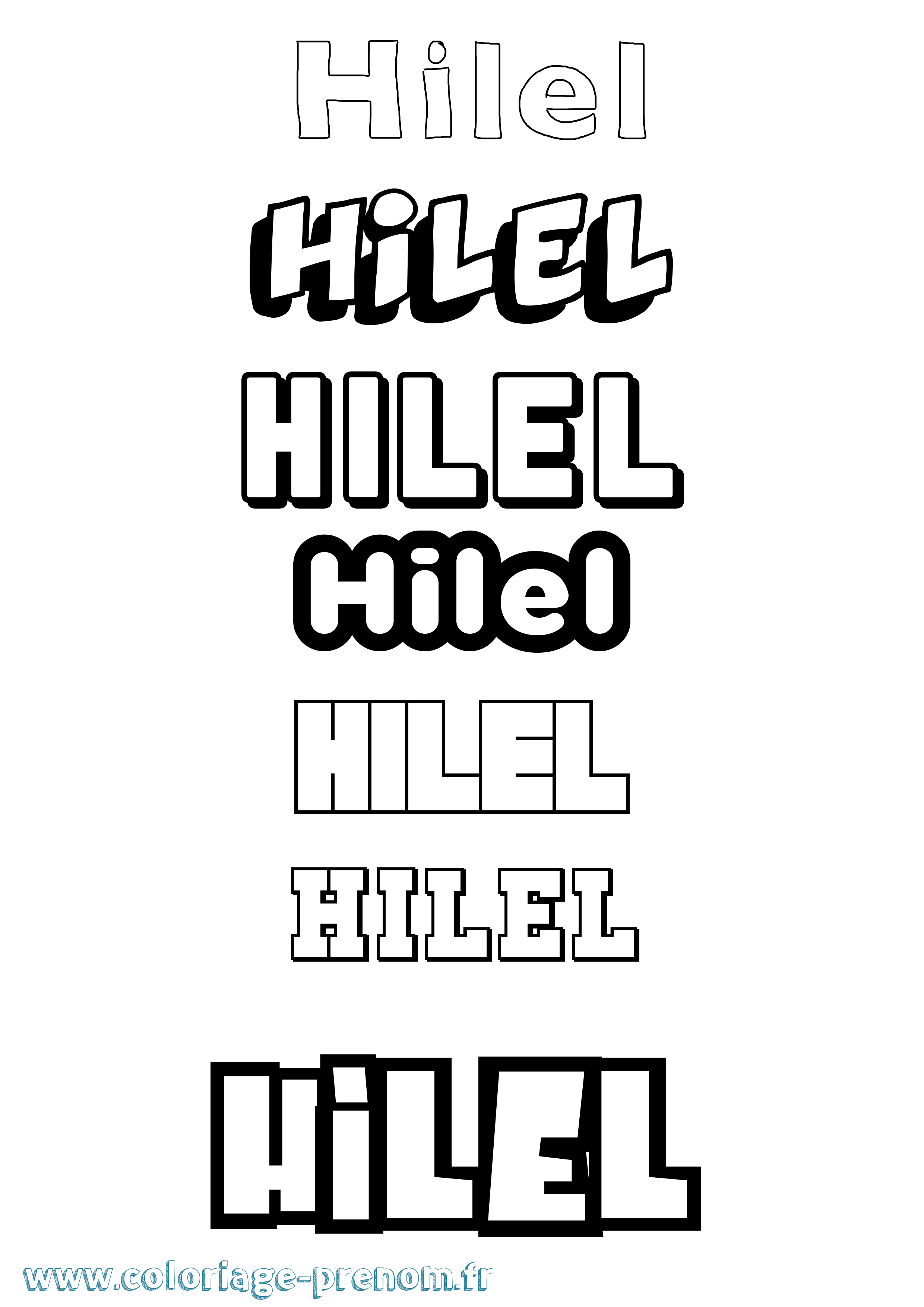 Coloriage prénom Hilel Simple