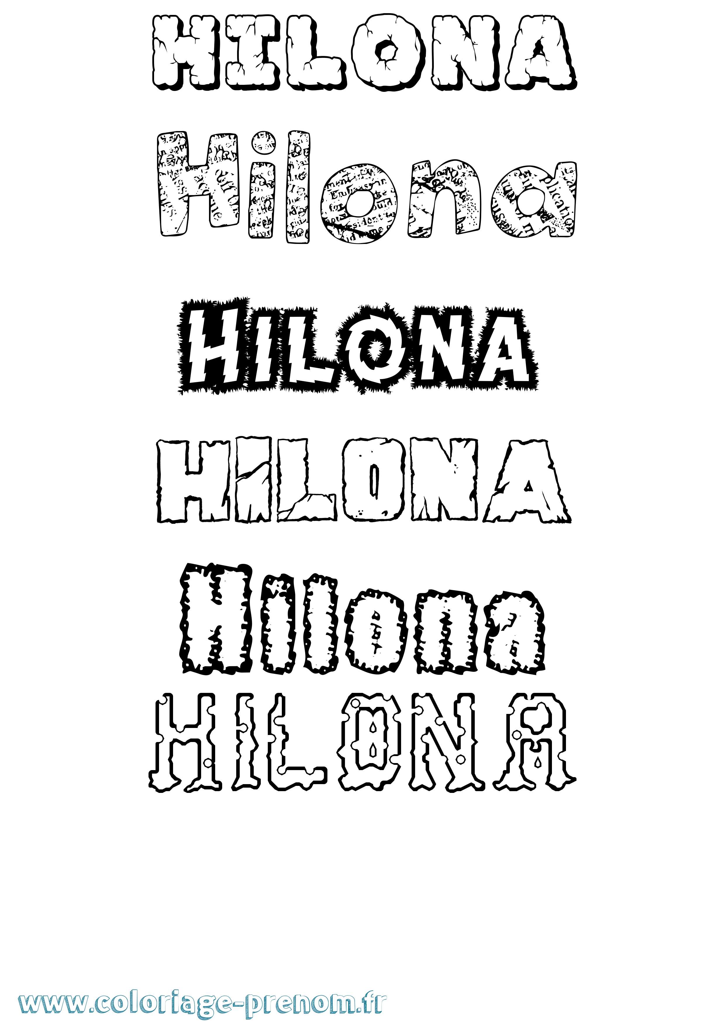Coloriage prénom Hilona Destructuré