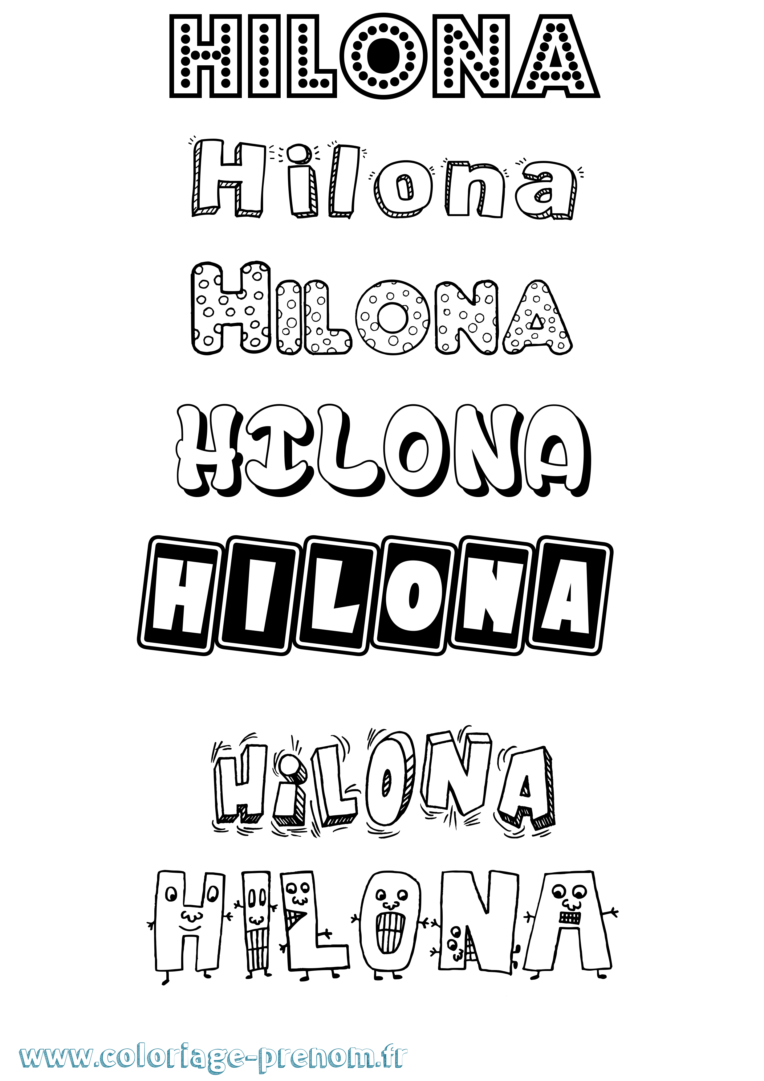 Coloriage prénom Hilona Fun