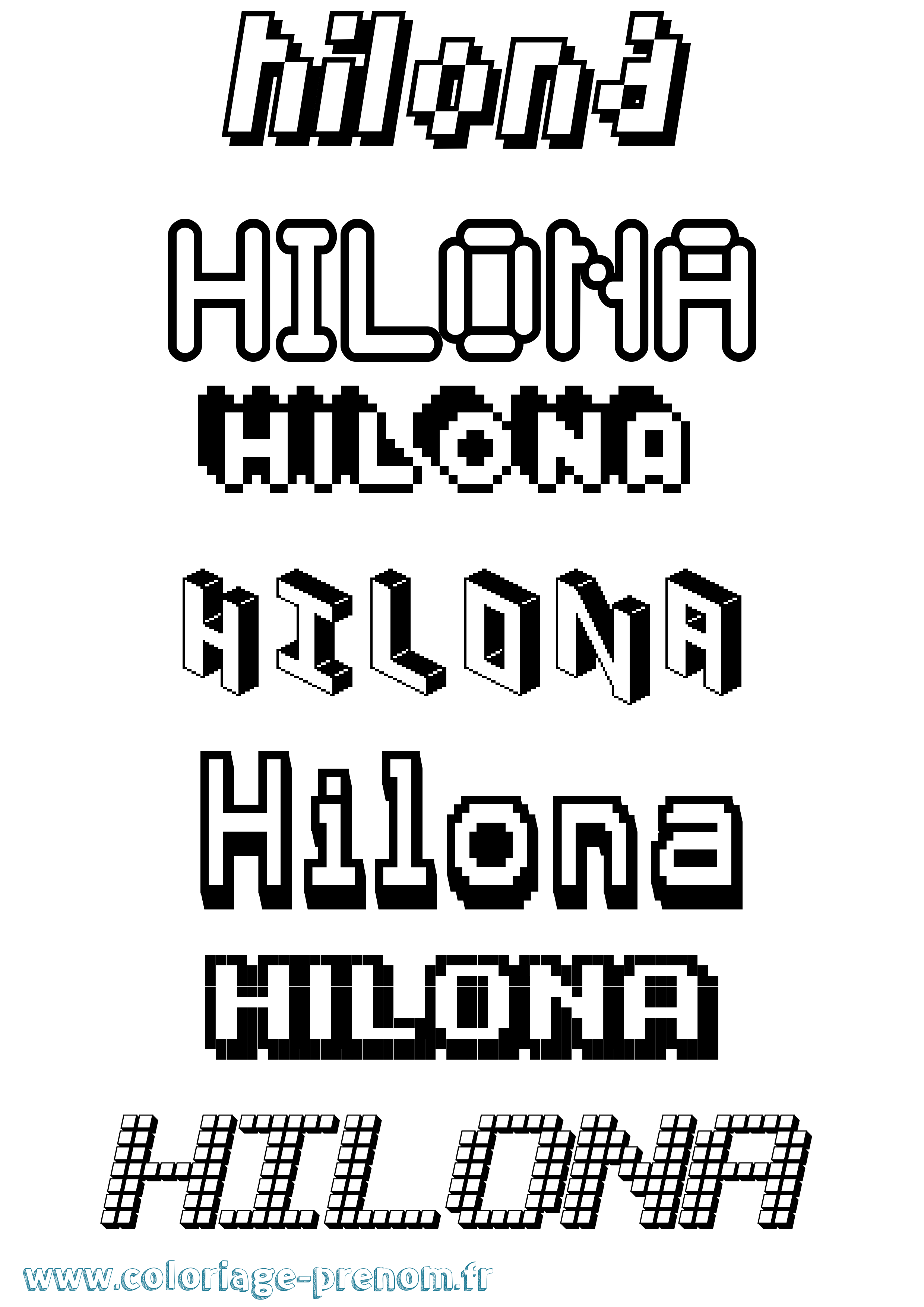 Coloriage prénom Hilona Pixel
