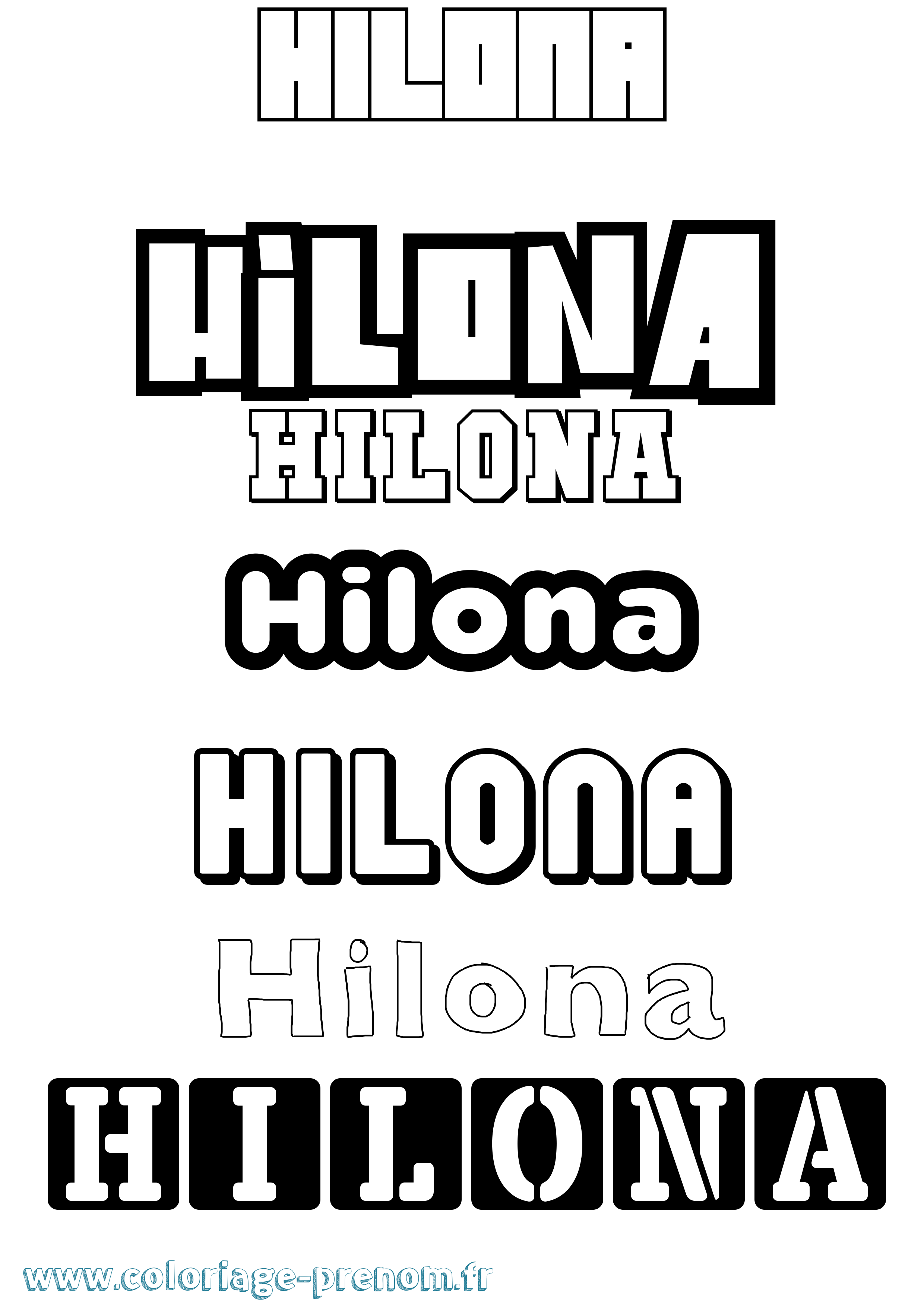 Coloriage prénom Hilona Simple