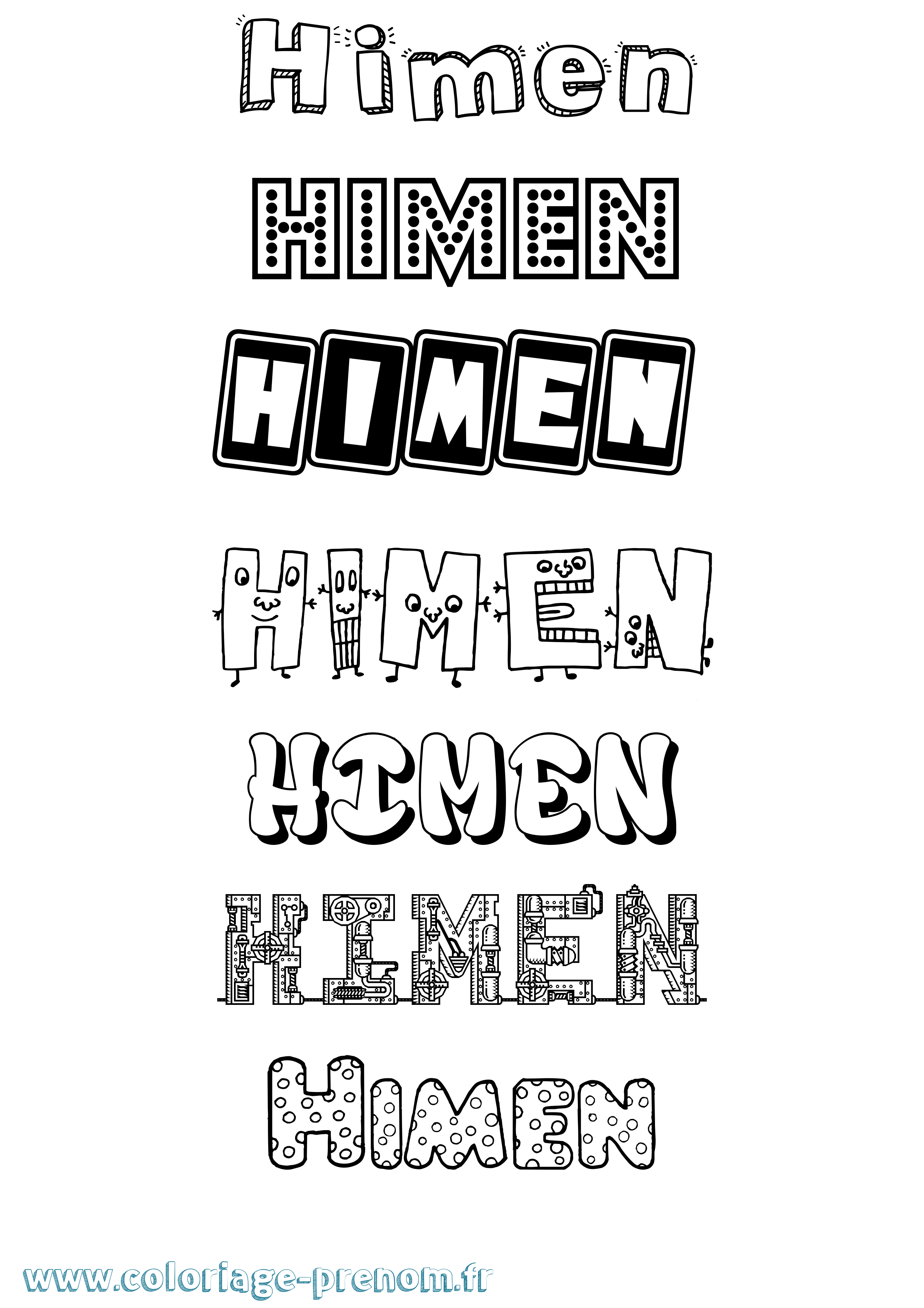 Coloriage Himen Fun Coloriage prénom Himen Fun