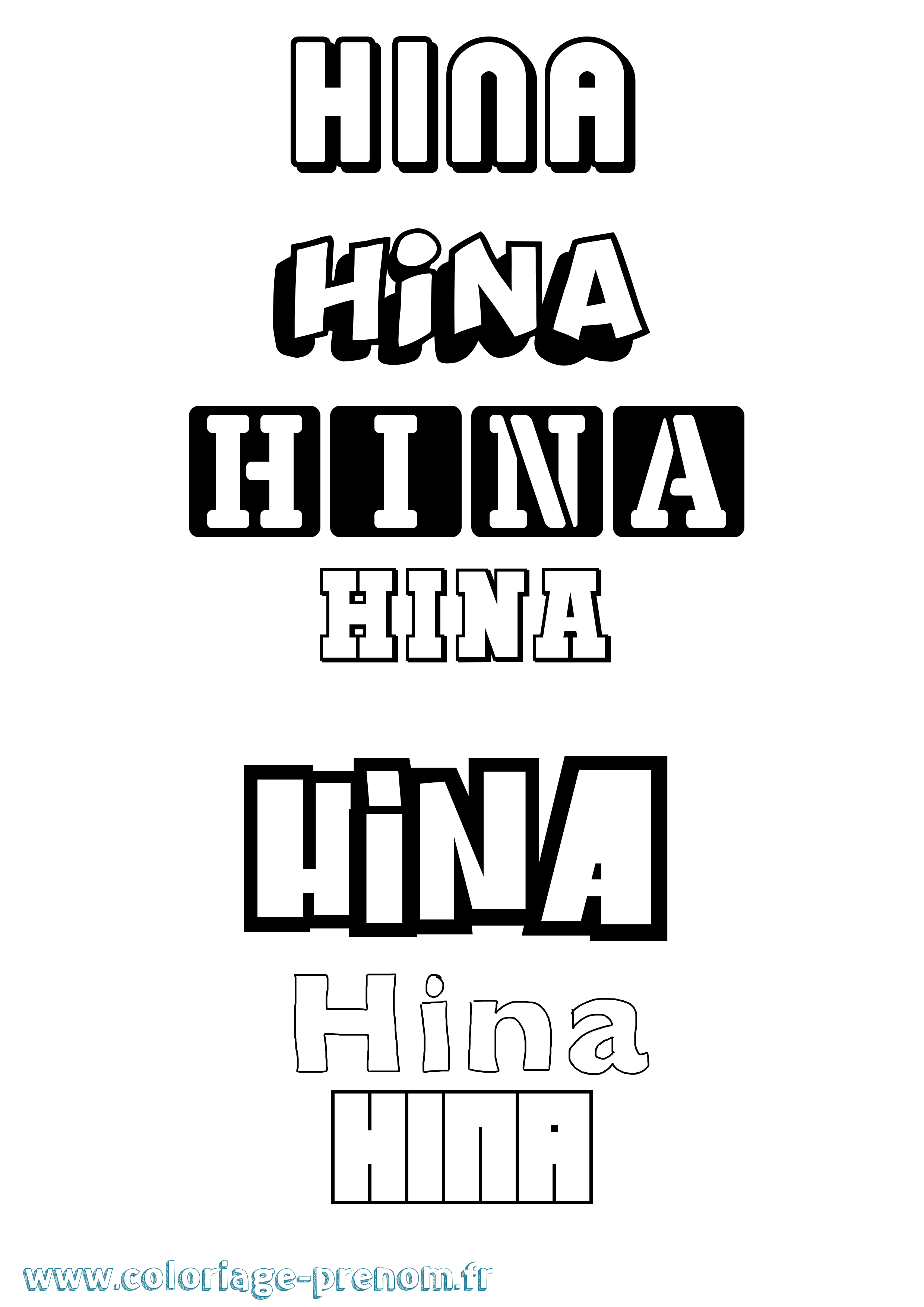 Coloriage prénom Hina Simple