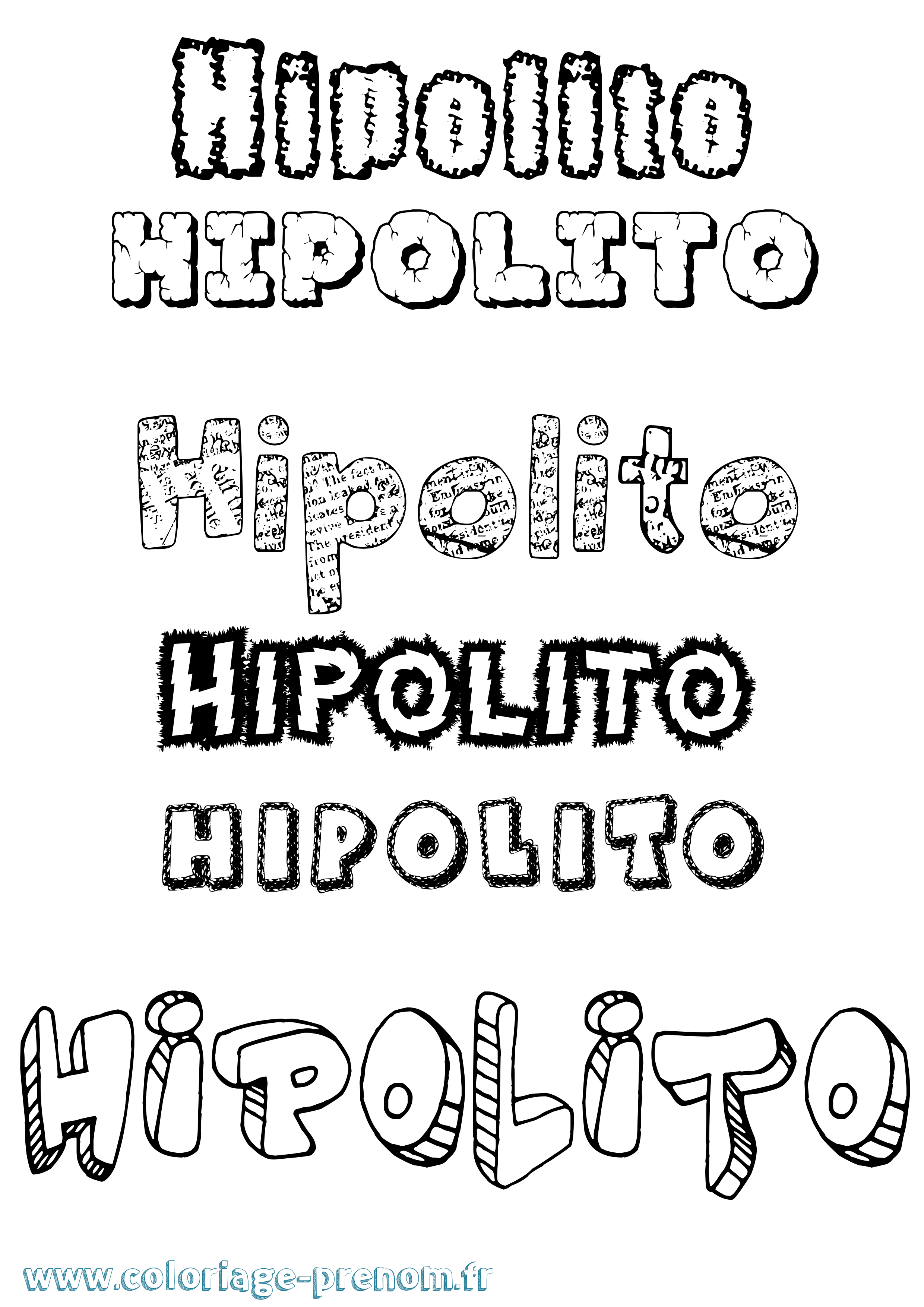 Coloriage prénom Hipolito Destructuré