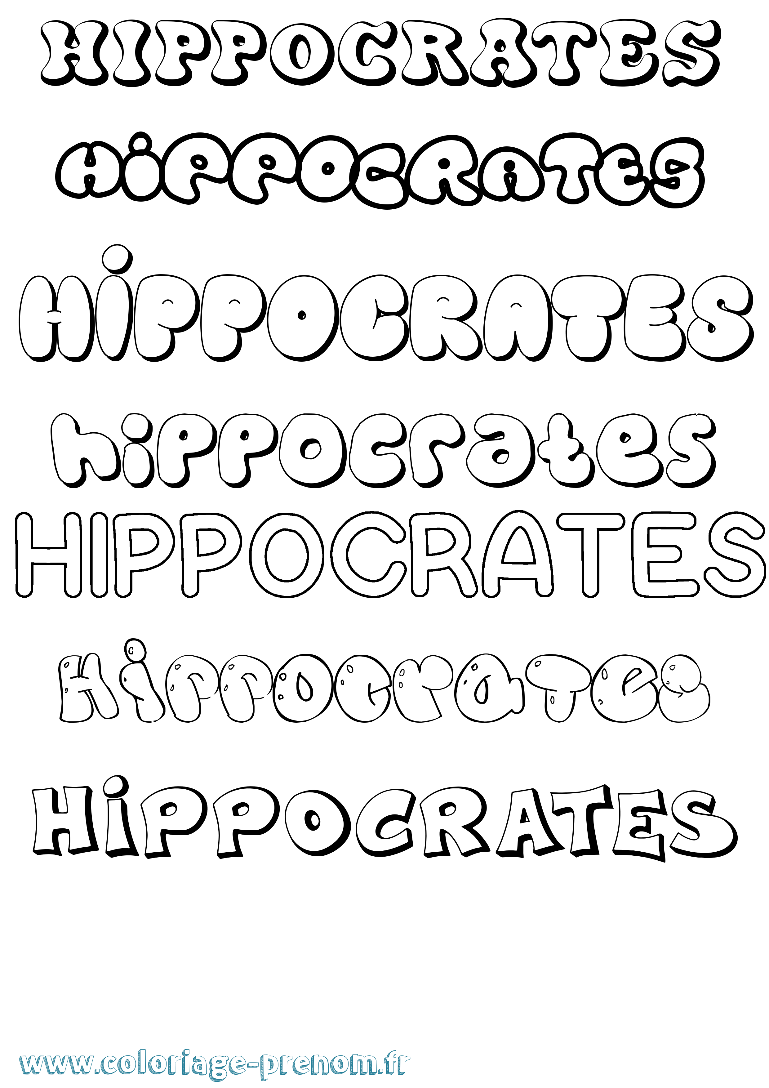 Coloriage prénom Hippocrates Bubble