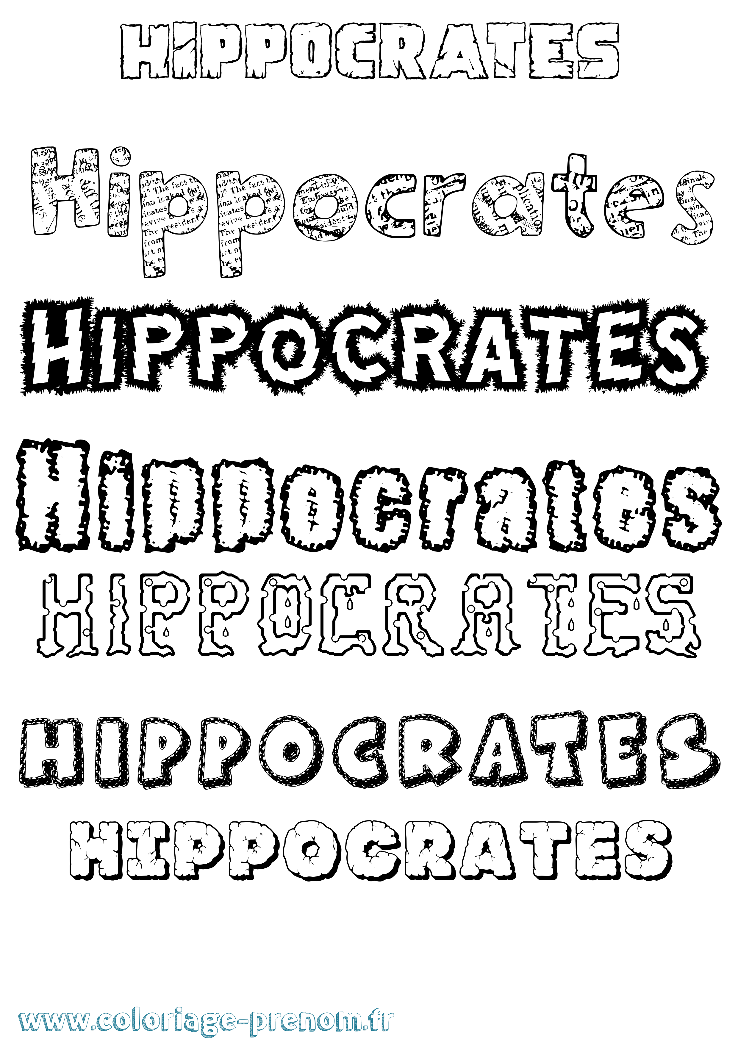 Coloriage prénom Hippocrates Destructuré