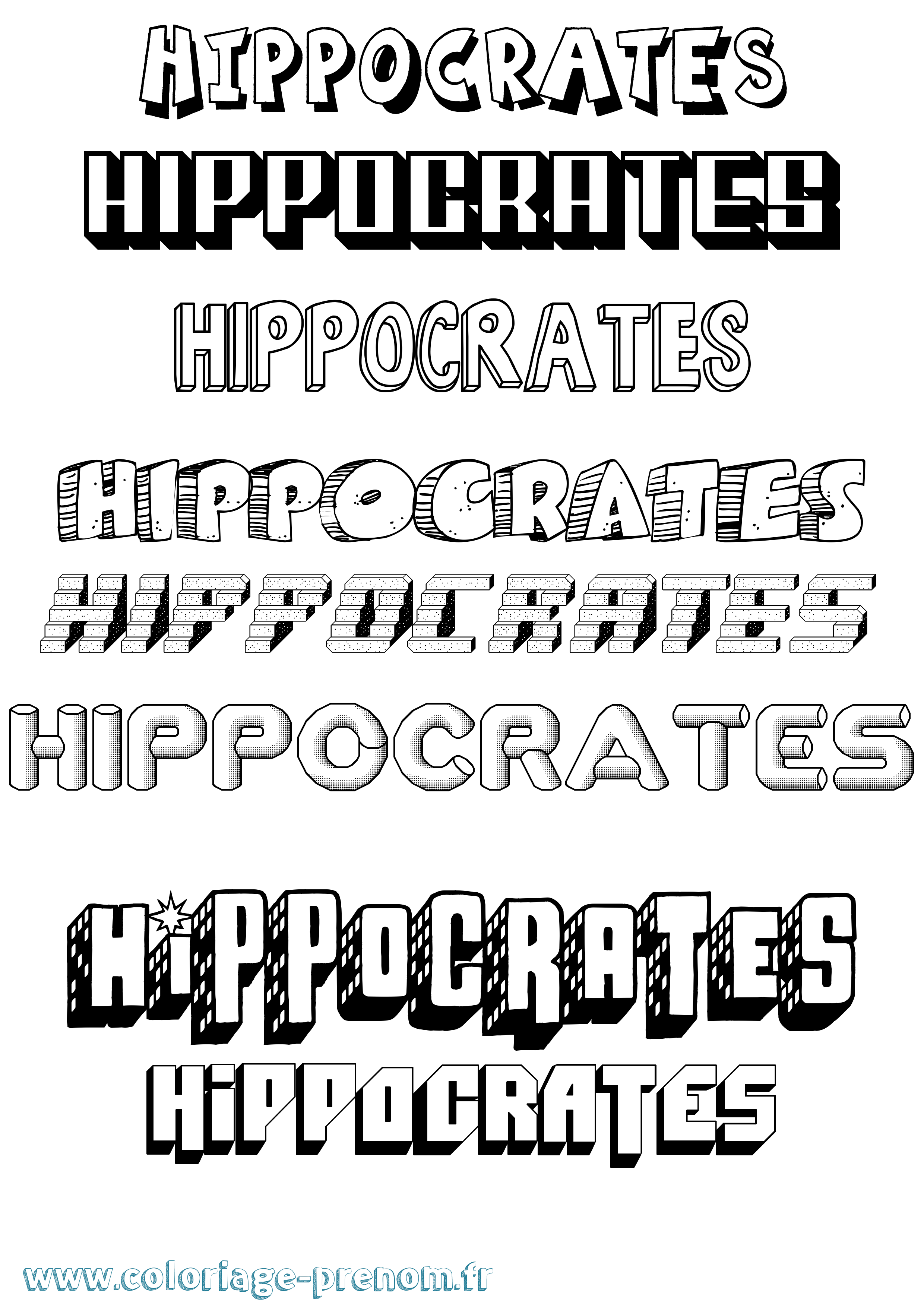 Coloriage prénom Hippocrates Effet 3D