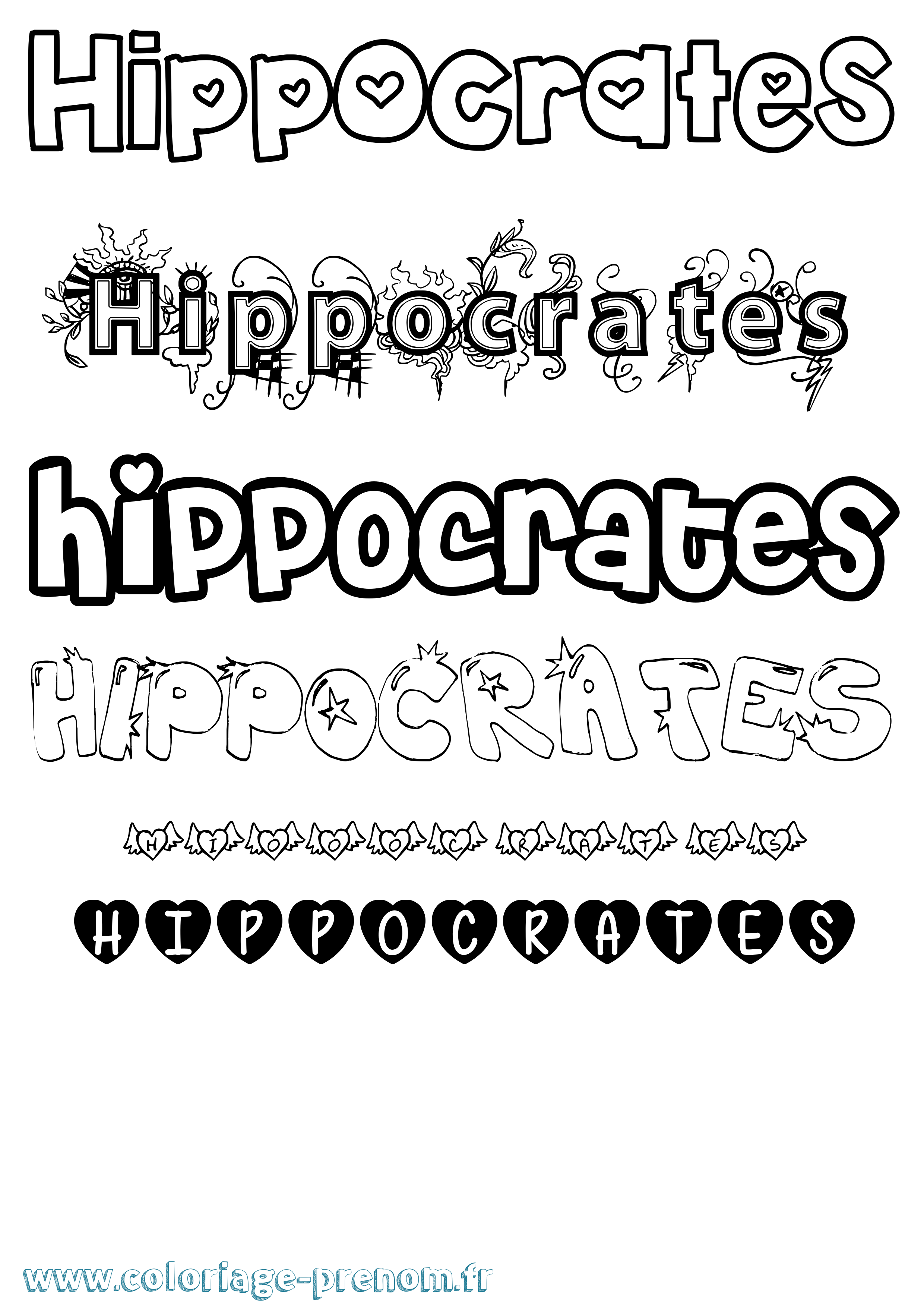 Coloriage prénom Hippocrates Girly